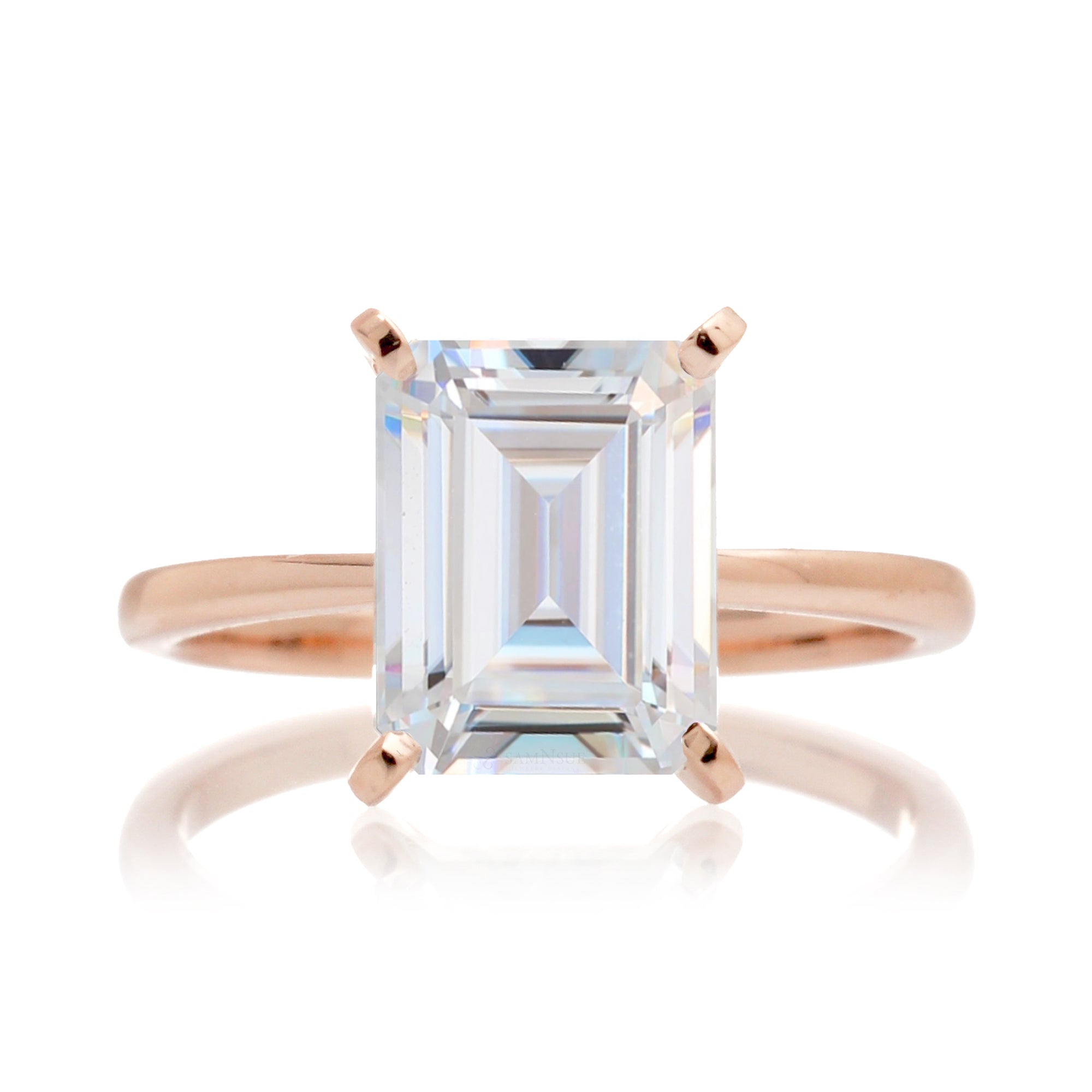 The Adeline Step Emerald Cut Moissanite Ring