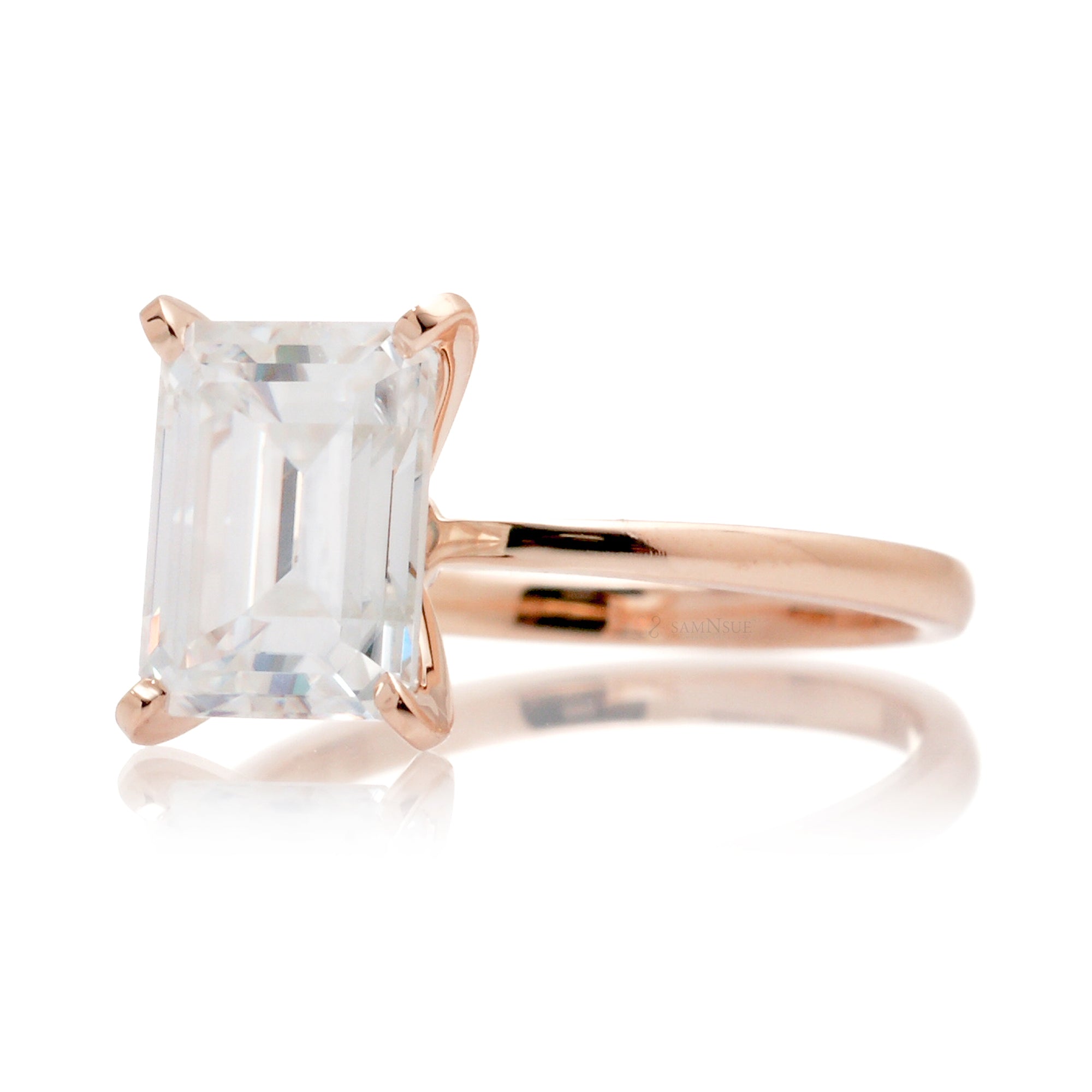 The Adeline Step Emerald Cut Moissanite Ring
