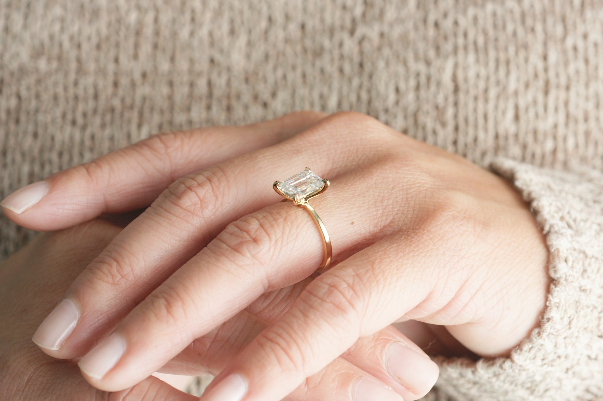 The Adeline Step Emerald Cut Moissanite Ring