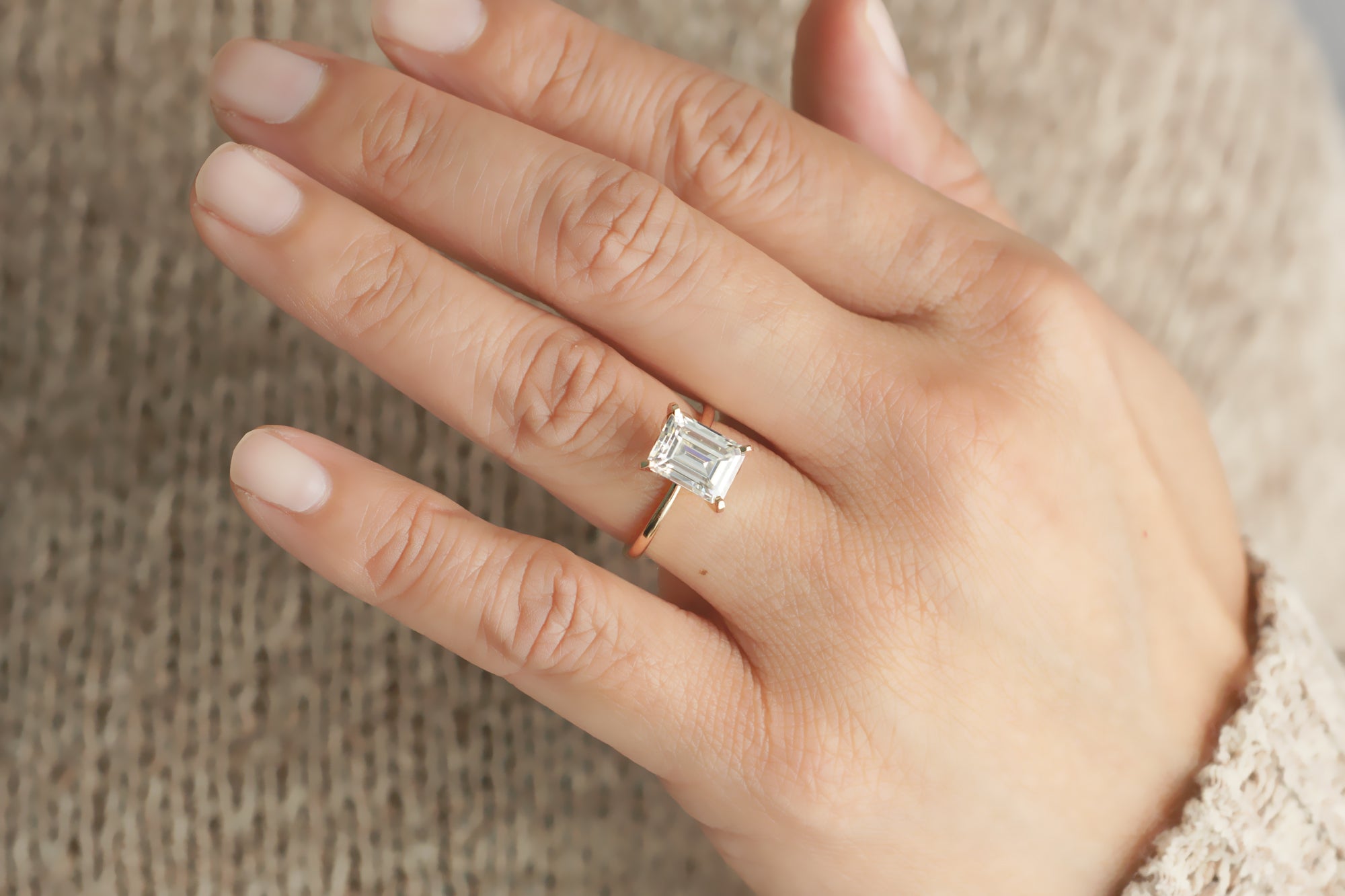 The Adeline Step Emerald Cut Moissanite Ring