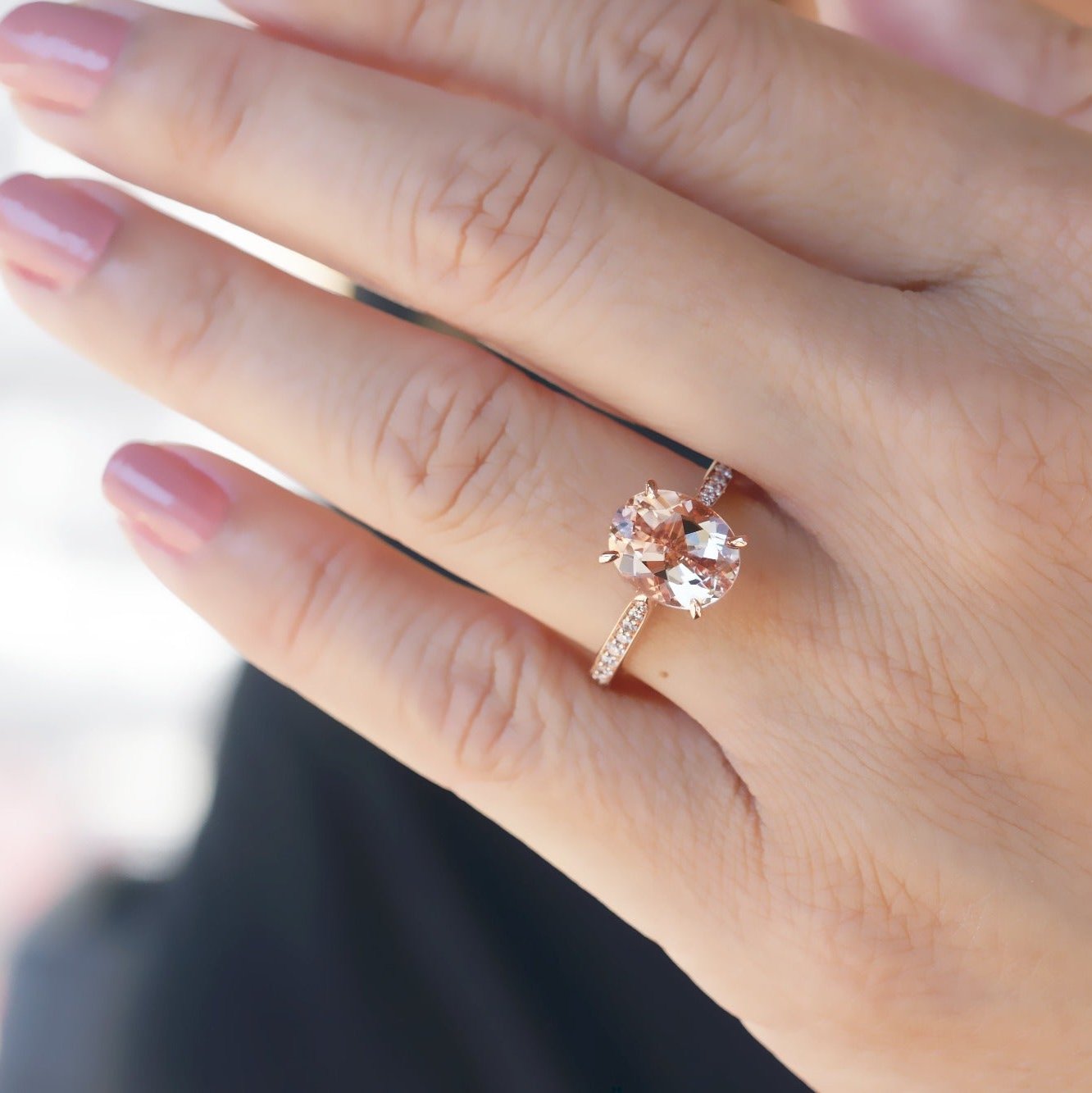 The Emily Oval Cut Morganite Ring