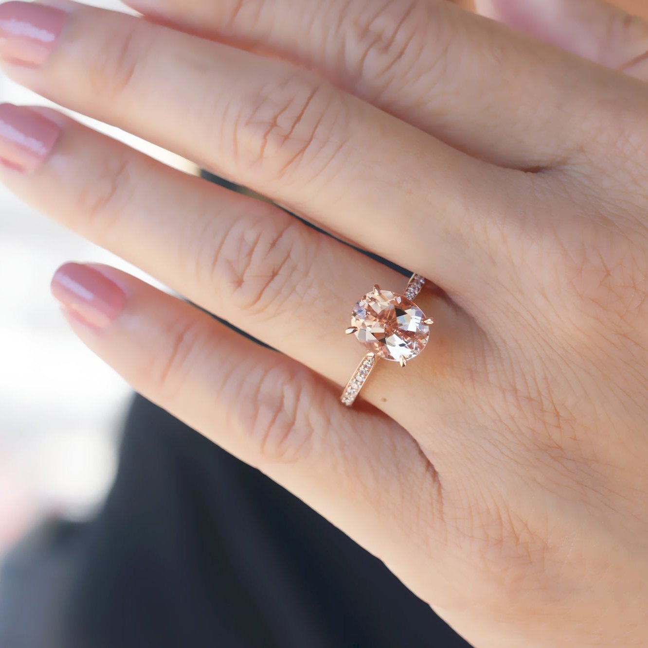 The Emily Oval Cut Morganite Ring