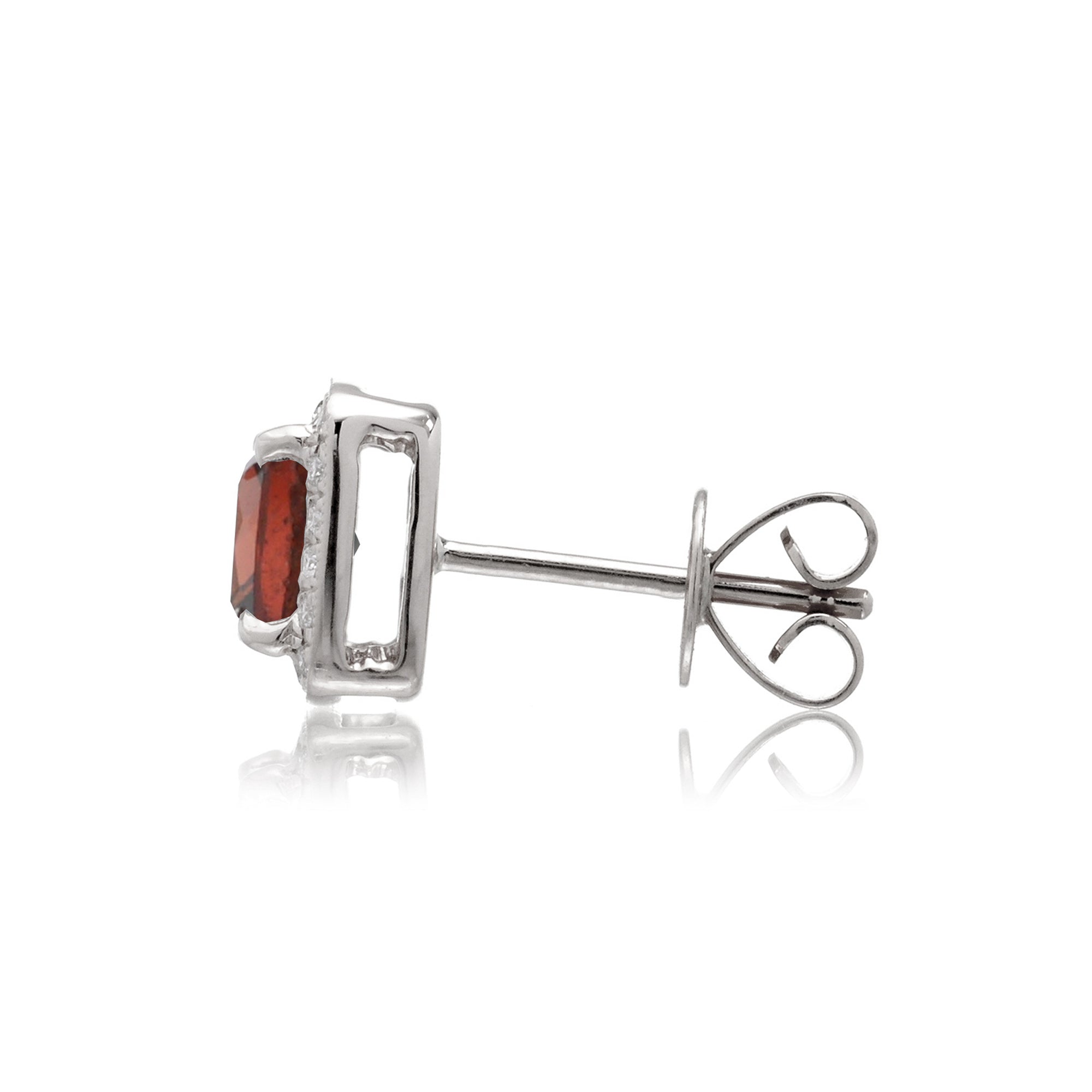 Garnet Studs Cushion Diamond Halo (5mm)