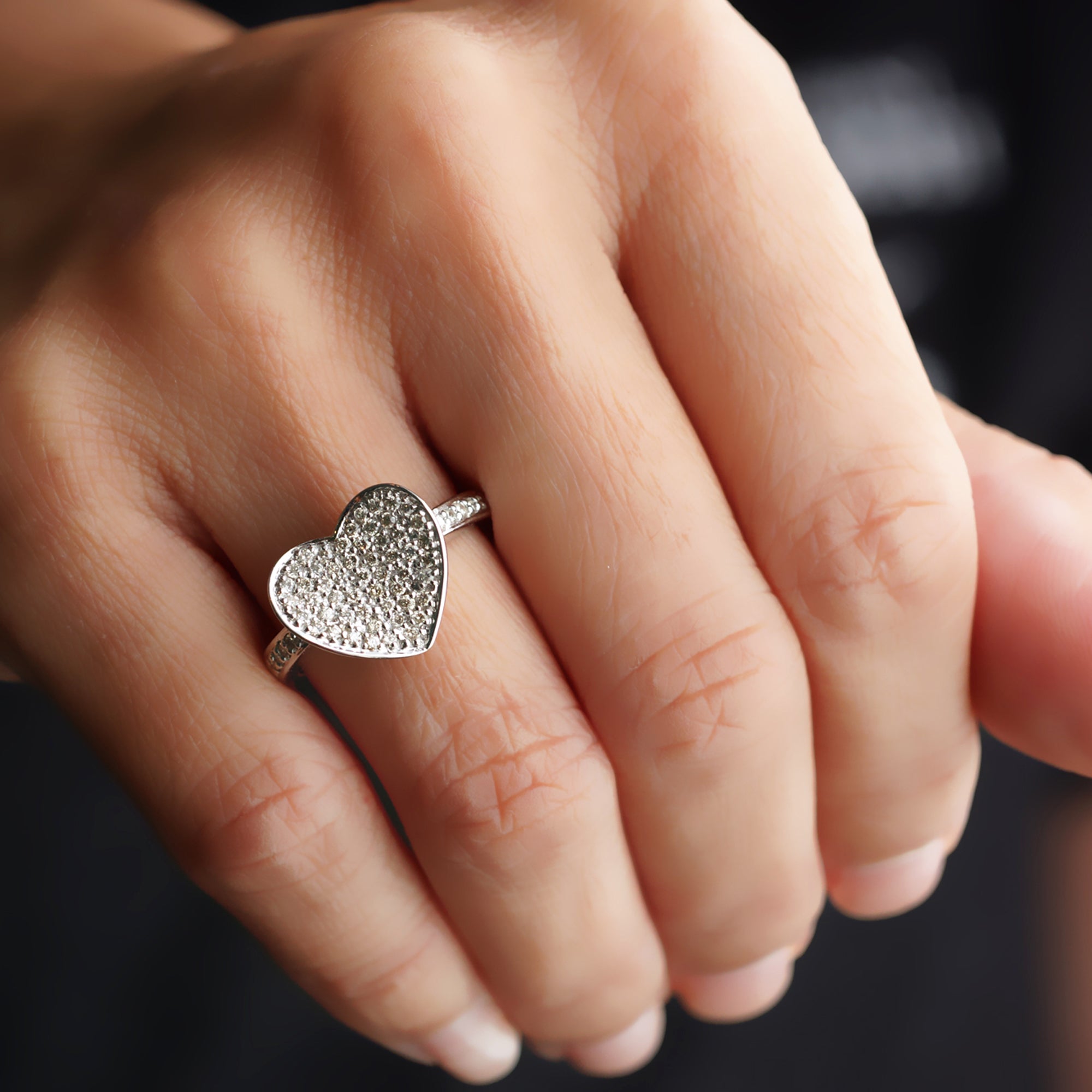 Heart Pave Diamond Ring (1/2 inch)