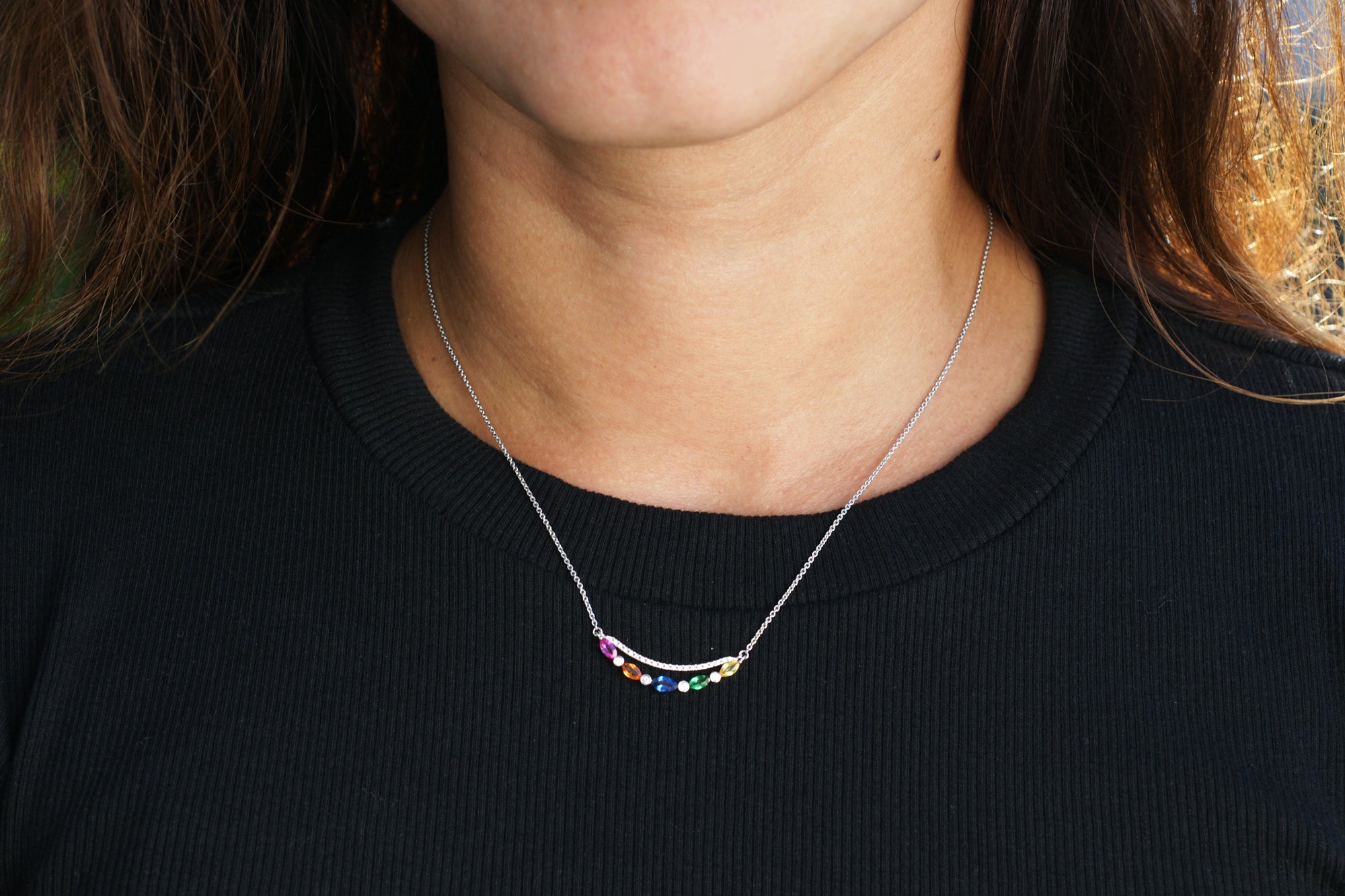 The Five Marquise Stone Bar Necklace