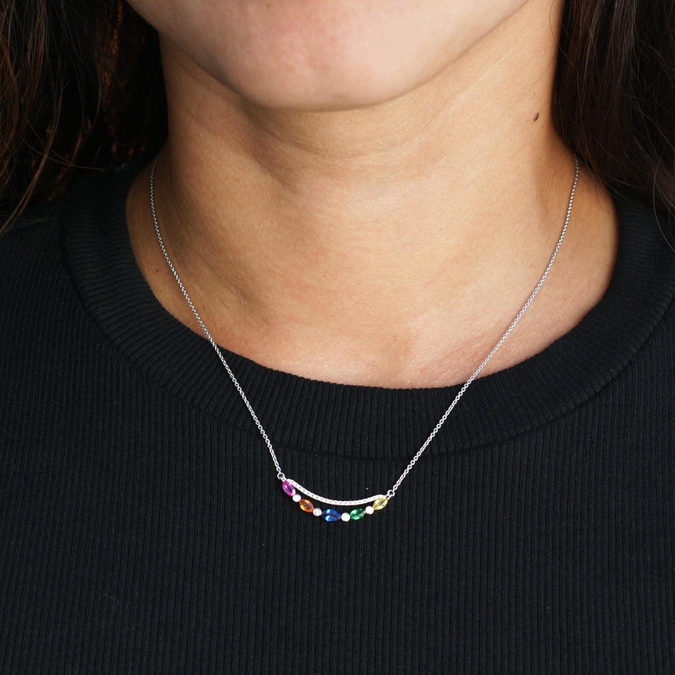 The Five Marquise Stone Bar Necklace