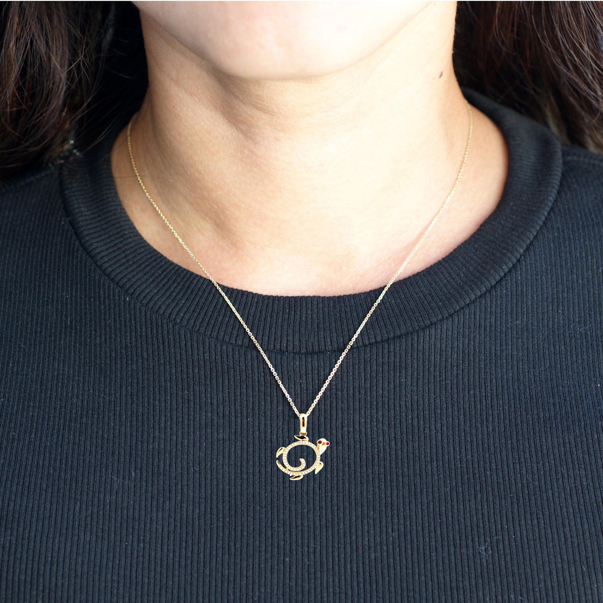 The Turtle Swirl Diamond Pendant