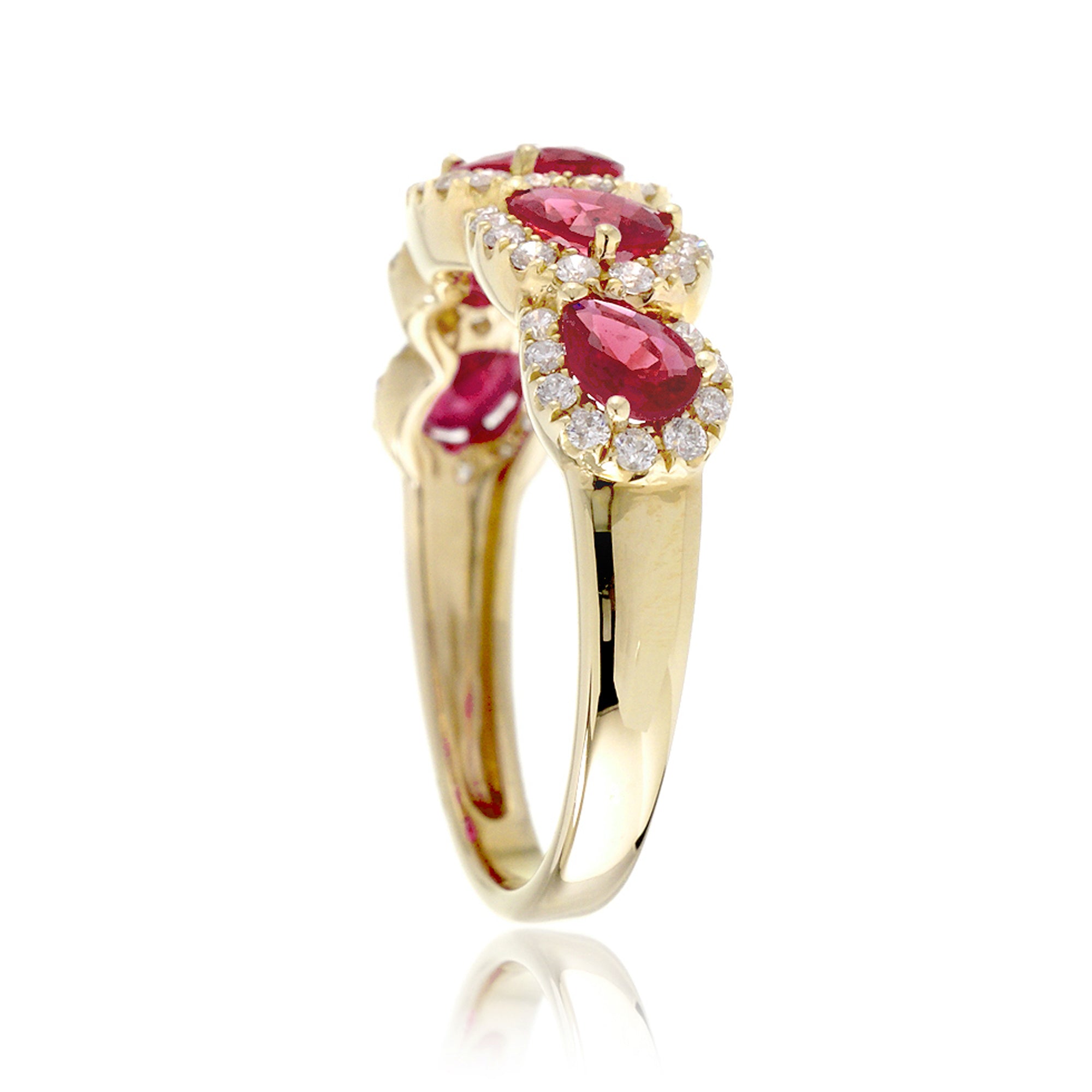 The Betty Pear Ruby & Diamond Halo Band