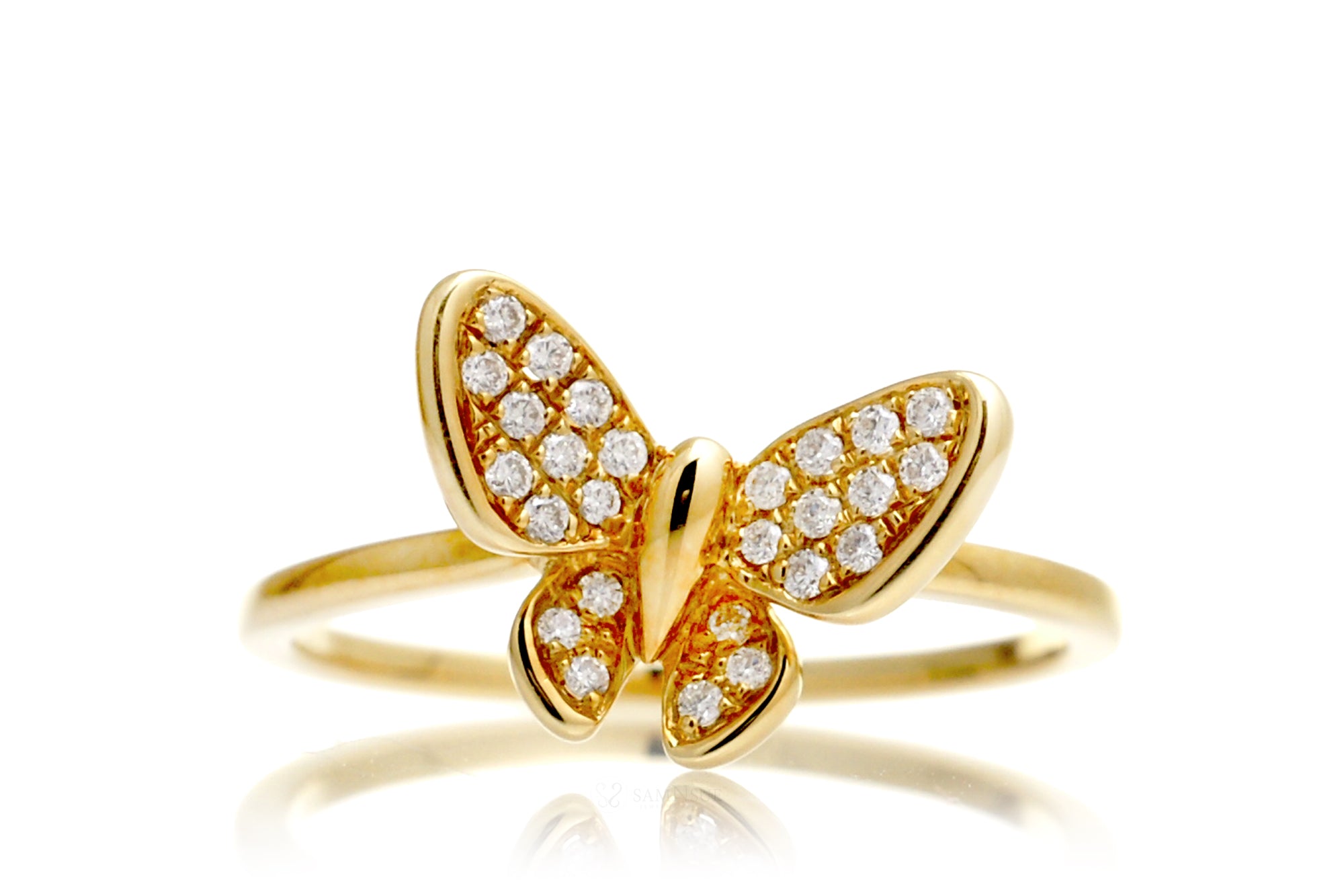 The Petite Pavé Diamond Butterfly Ring