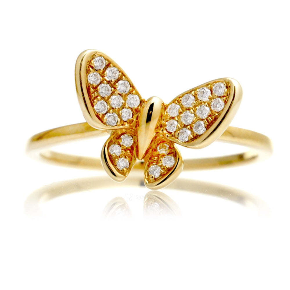 The Petite Pavé Diamond Butterfly Ring