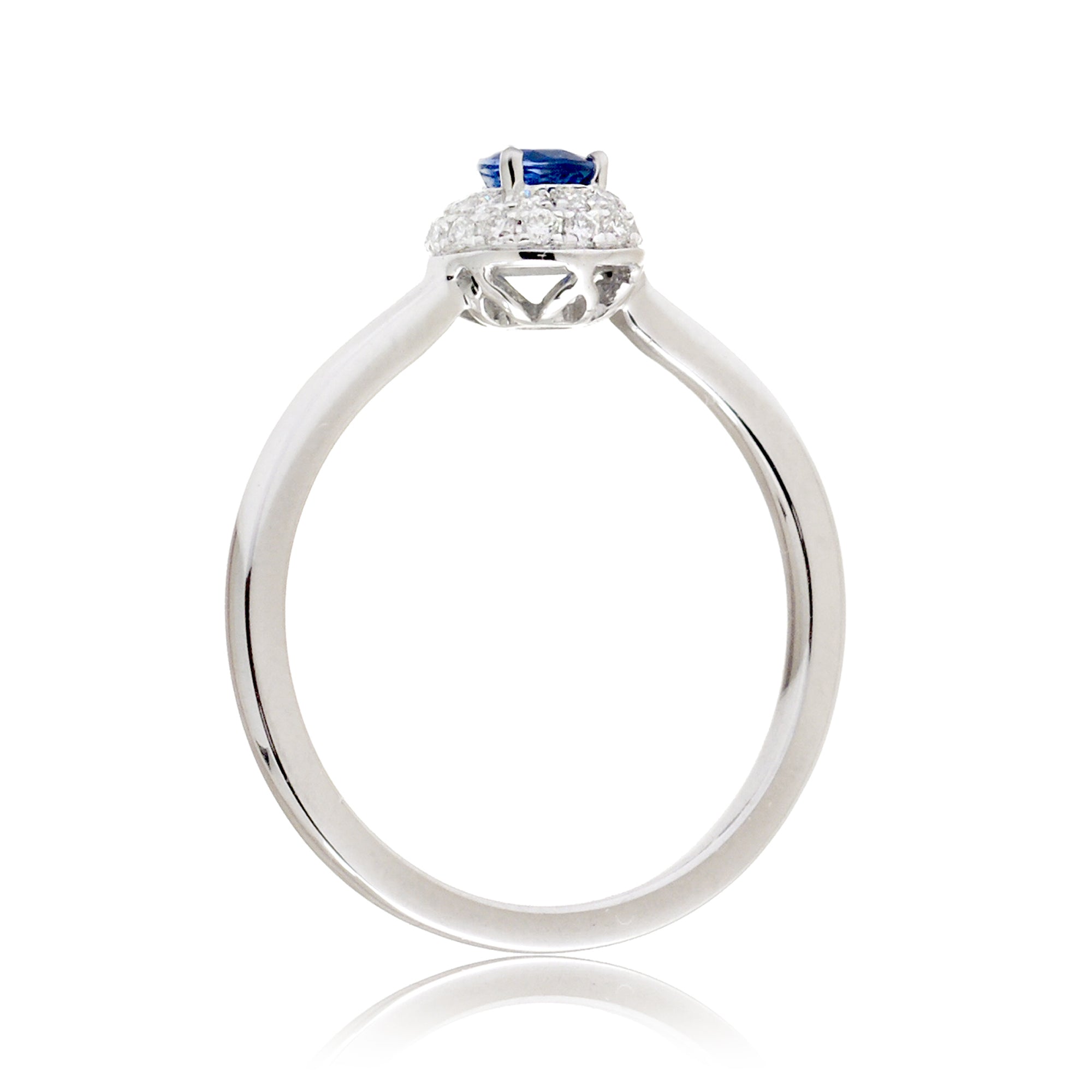 The Ophelia Pear Sapphire Pave Halo Ring