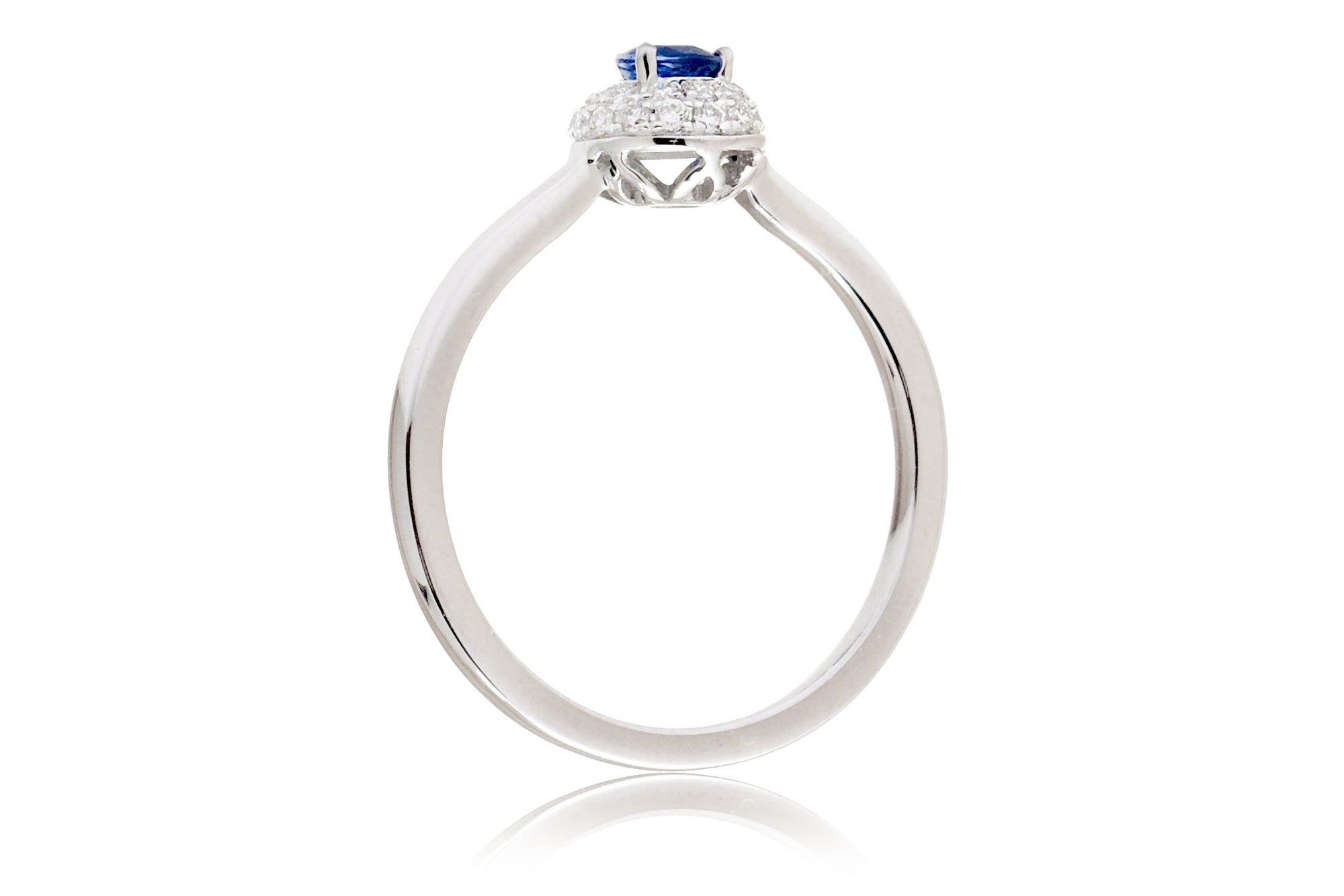 The Ophelia Pear Sapphire Pave Halo Ring