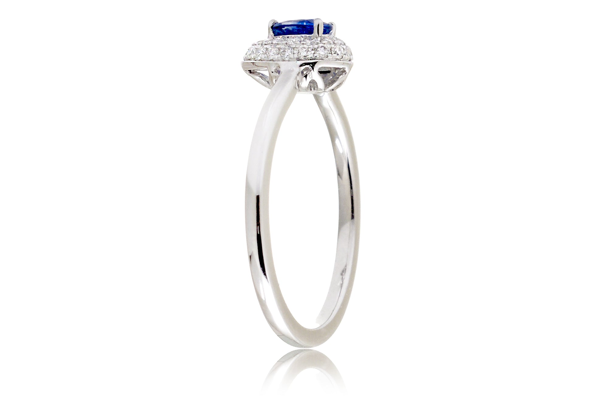 The Ophelia Pear Sapphire Pave Halo Ring