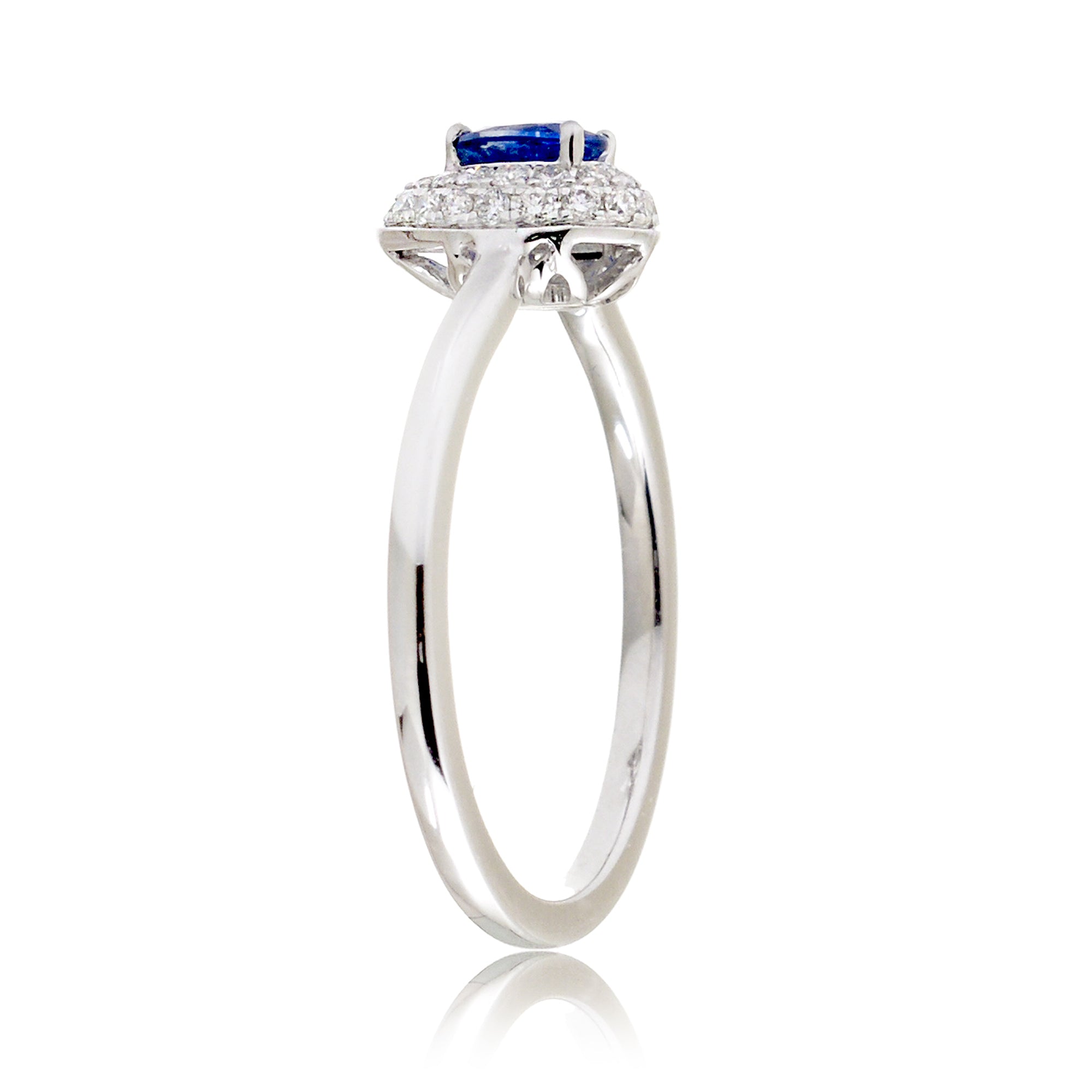 The Ophelia Pear Sapphire Pave Halo Ring