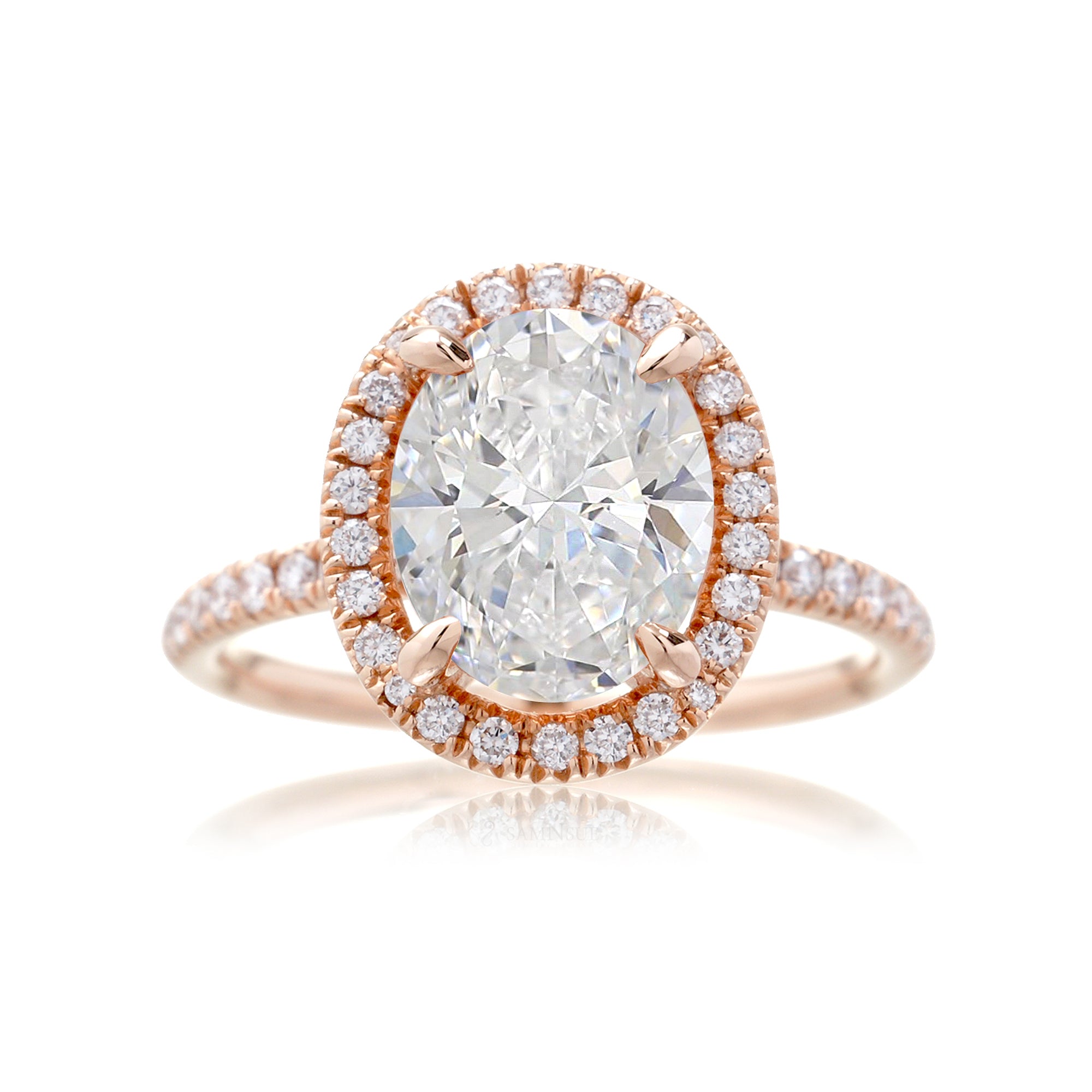 Oval brilliant cut diamond engagement ring the Drenched rose gold