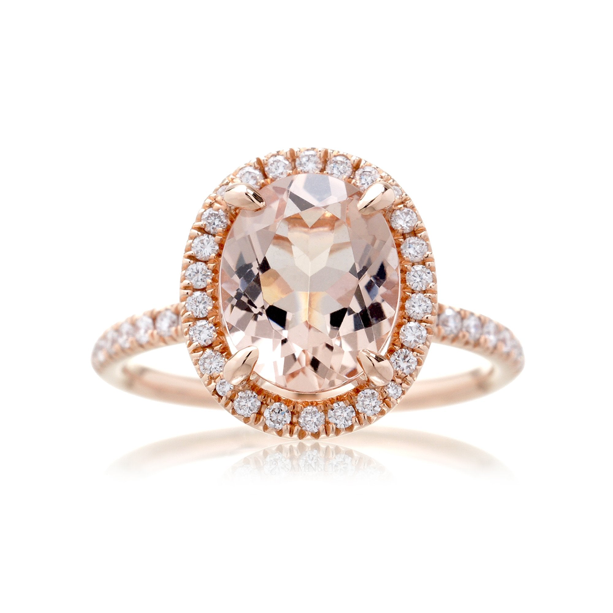 The Drenched Oval Cut Morganite Engagement Ring Peachy Pink