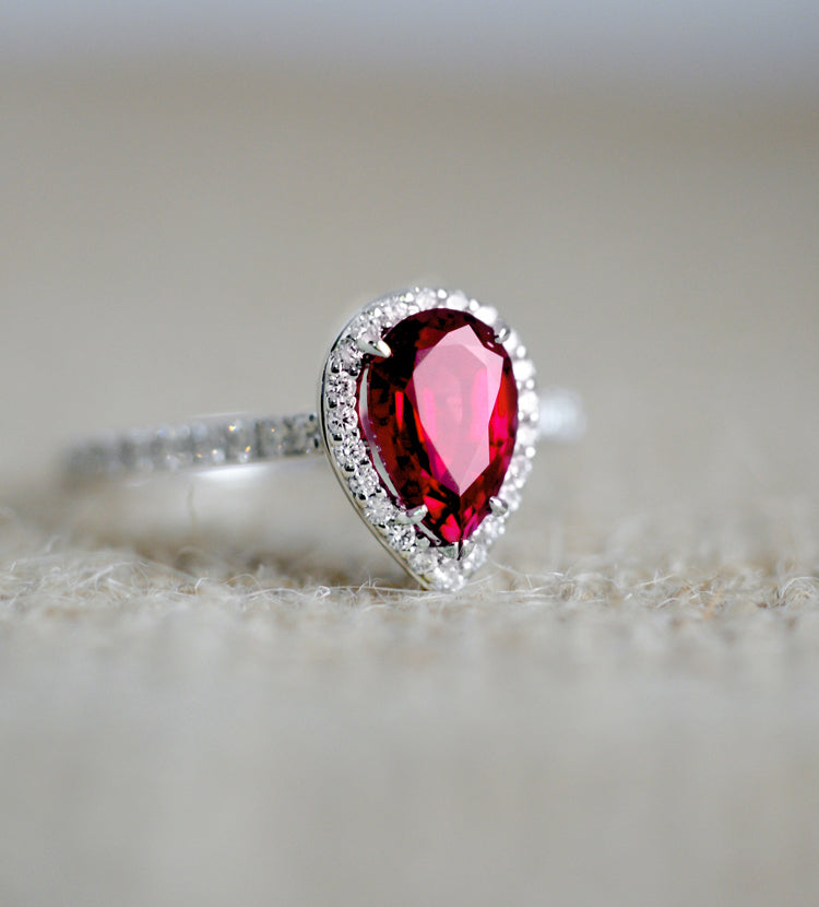 The Sunset Pear Ruby Ring