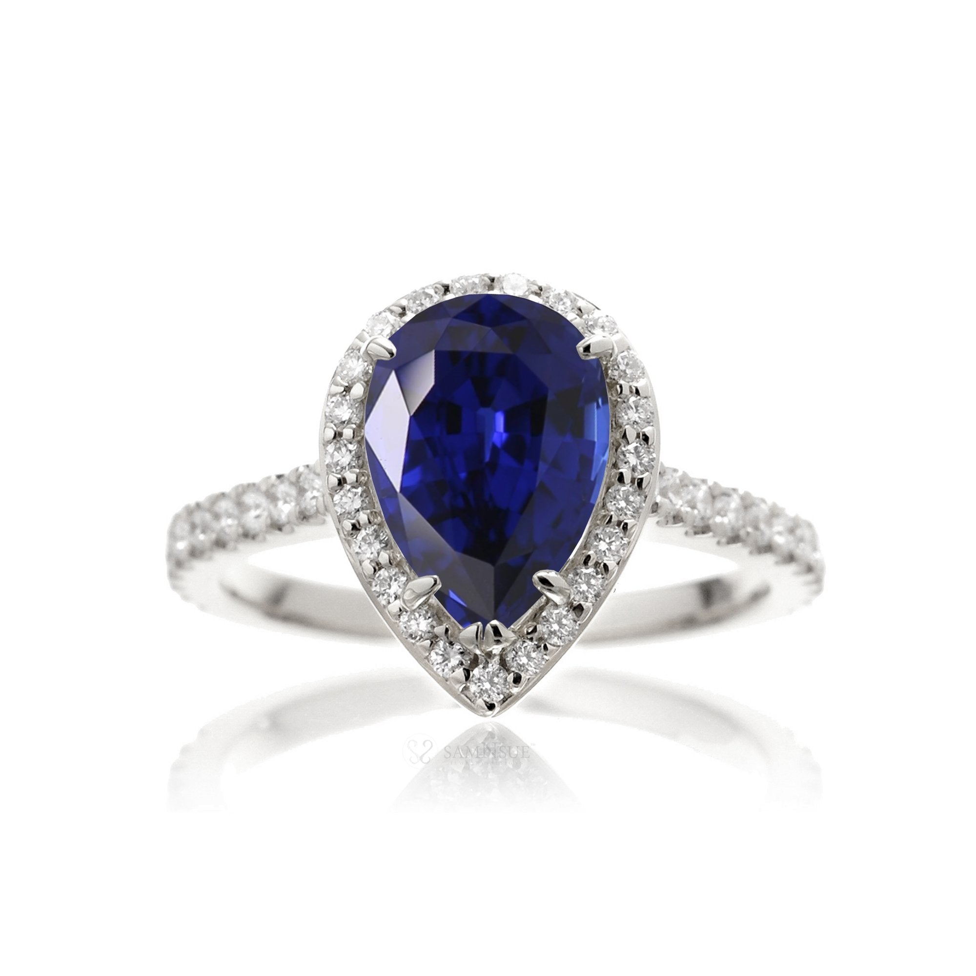 Blue sapphire deals pear engagement rings