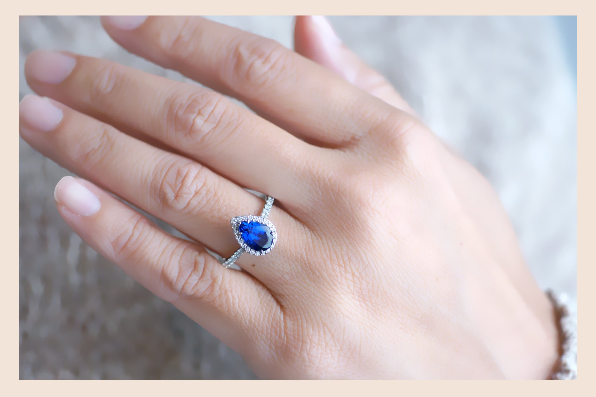 The Sunset Pear Blue Sapphire Ring