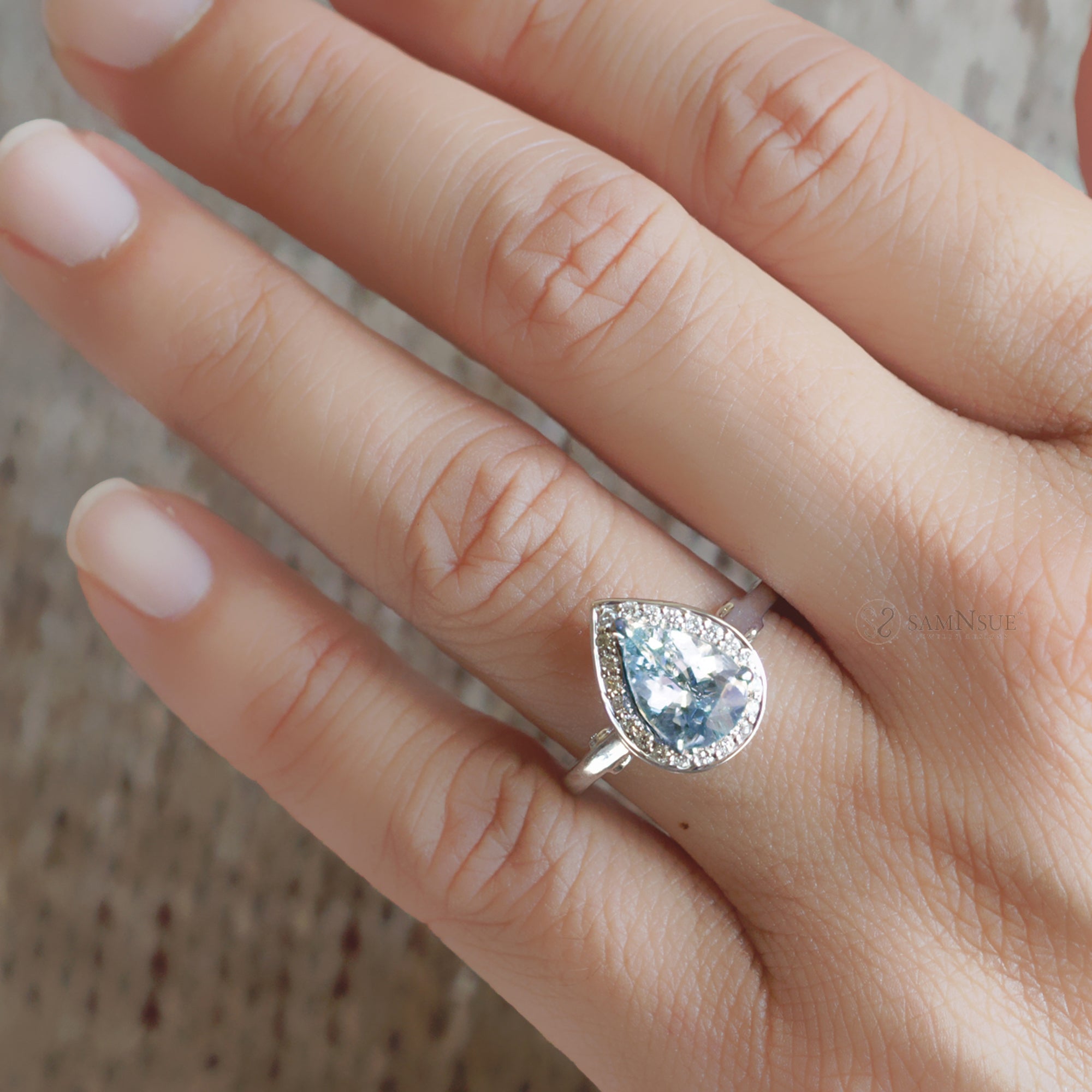 The Carla Pear Cut Aquamarine Ring