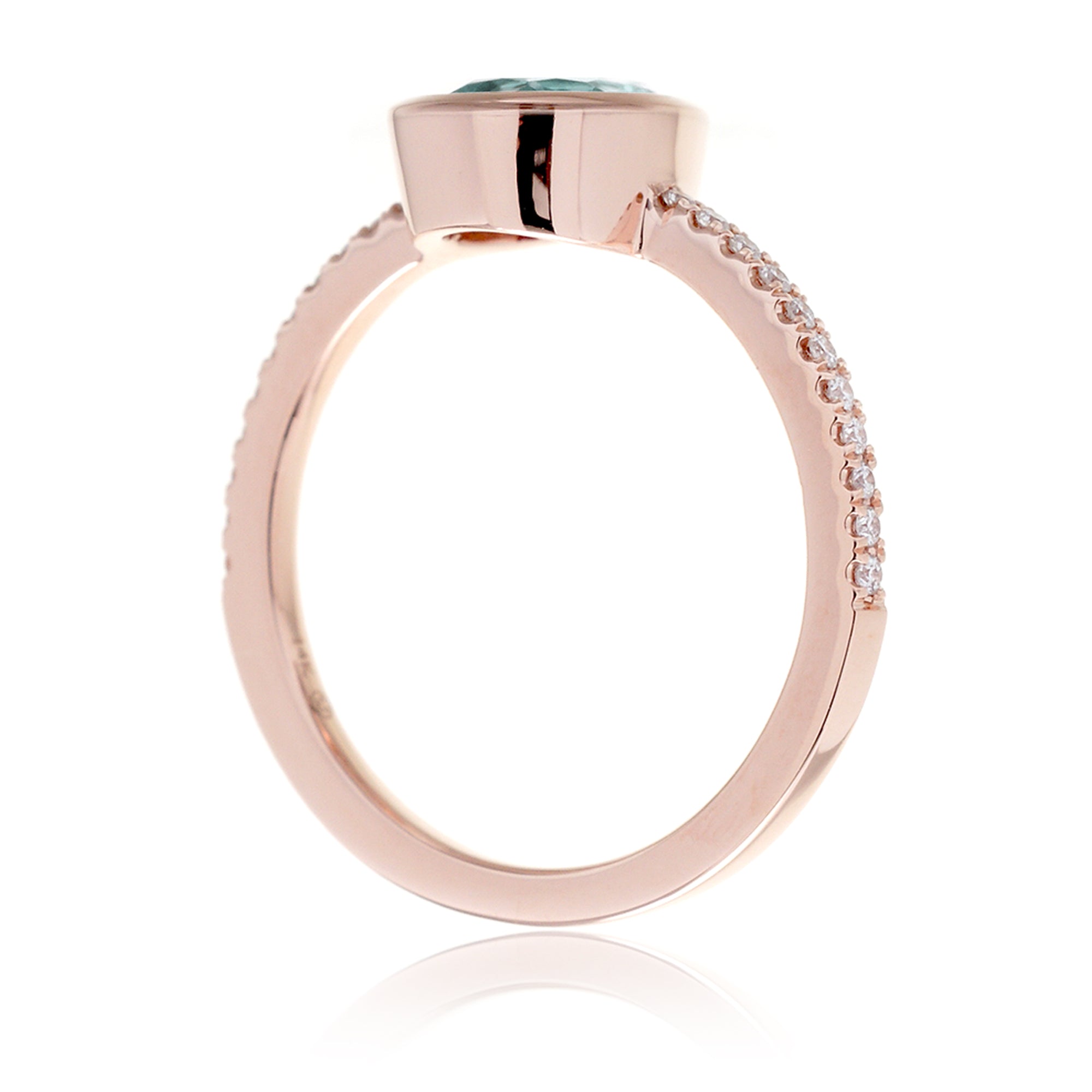 Bezel pear aquamarine teardrop engagement ring The Beverly rose gold