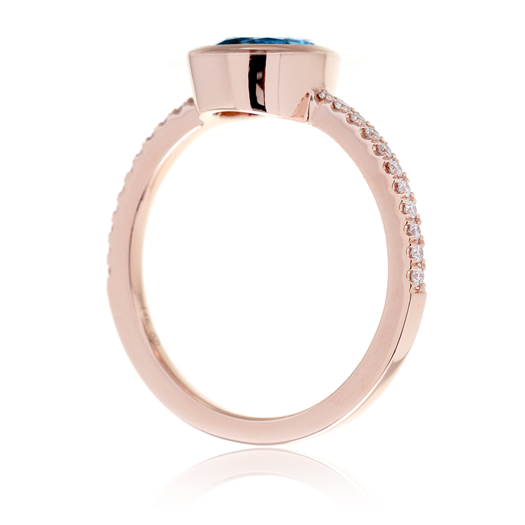 Teardrop sapphire ring bezel diamond band - The Beverly rose gold