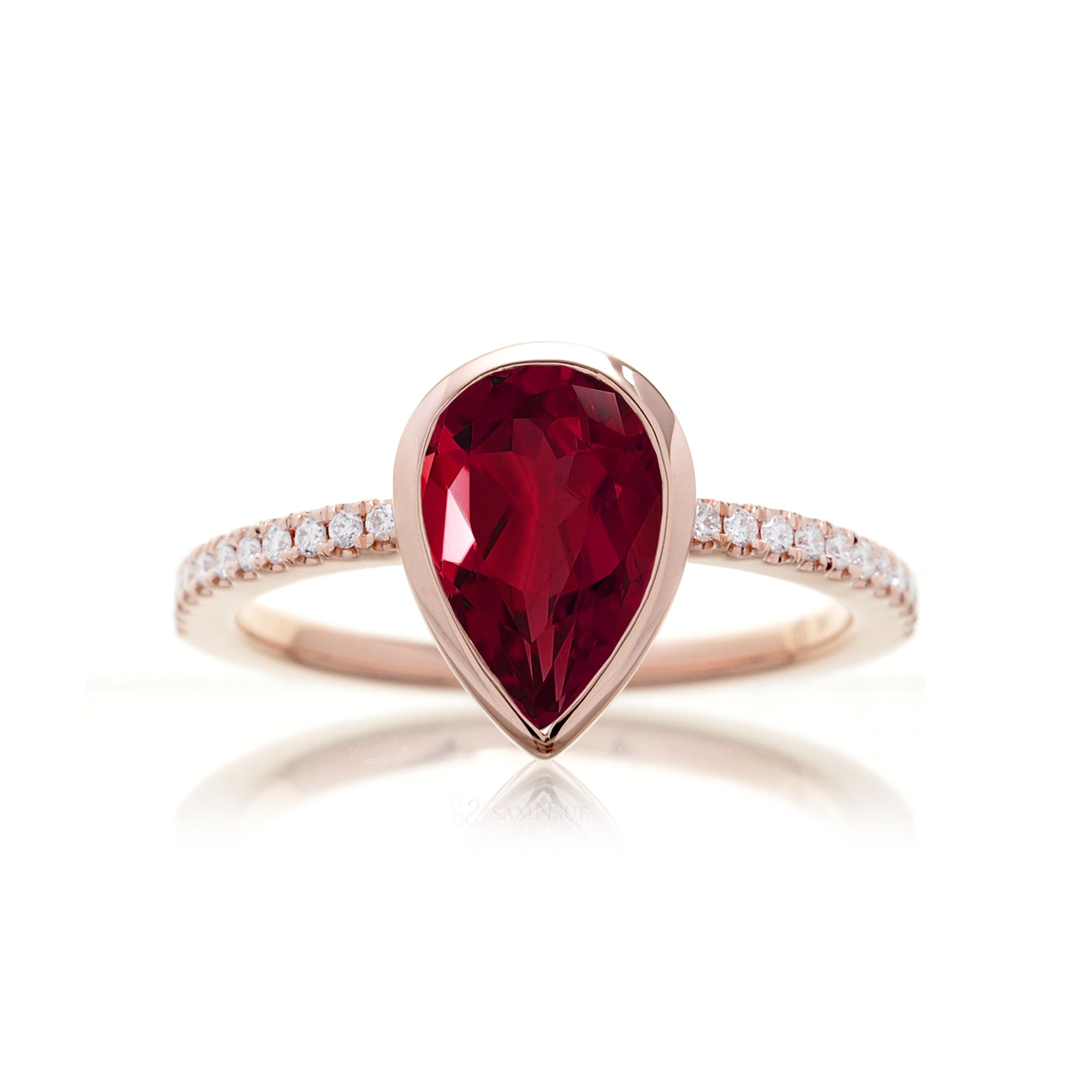 The Beverly Pear Ruby Ring