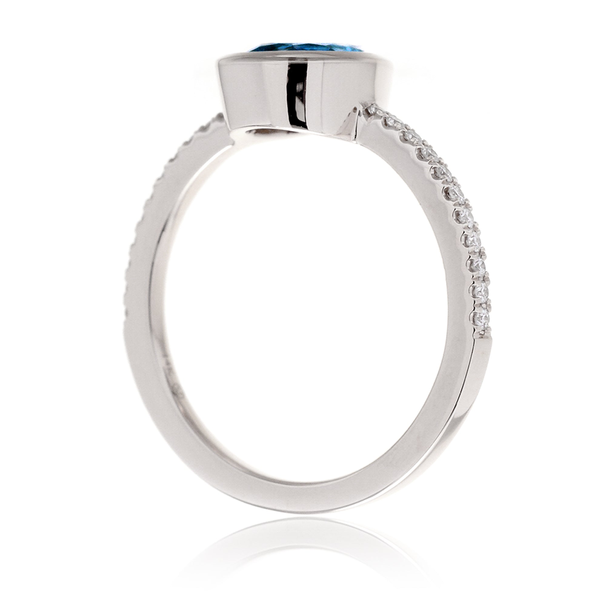 Teardrop sapphire ring bezel diamond band - The Beverly white gold