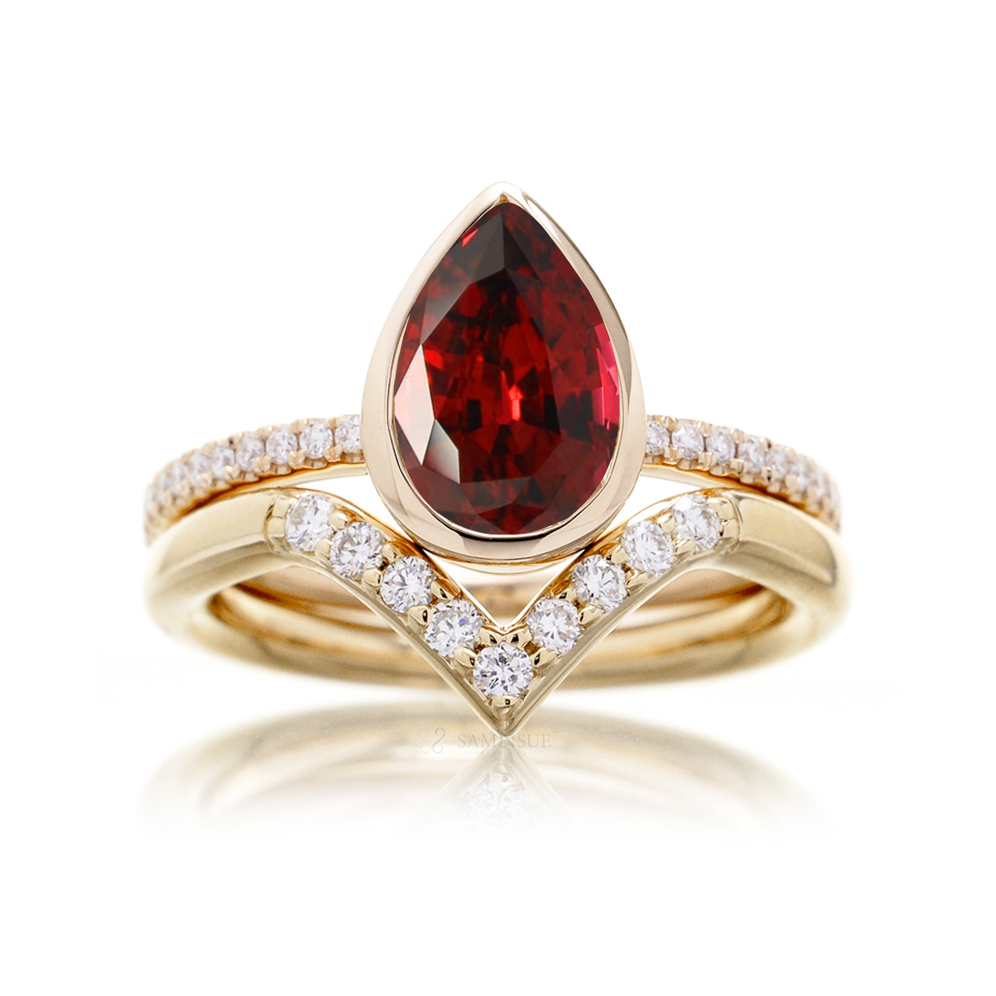 The Beverly Pear Ruby Ring