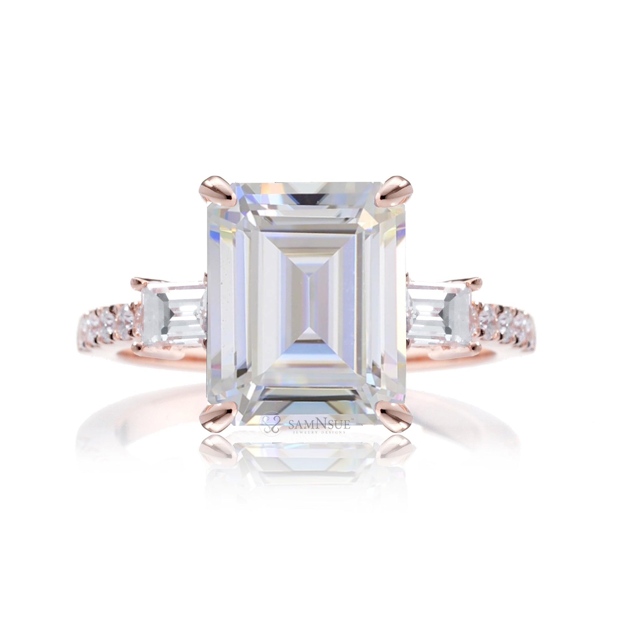 The Rey Emerald Cut Moissanite Ring