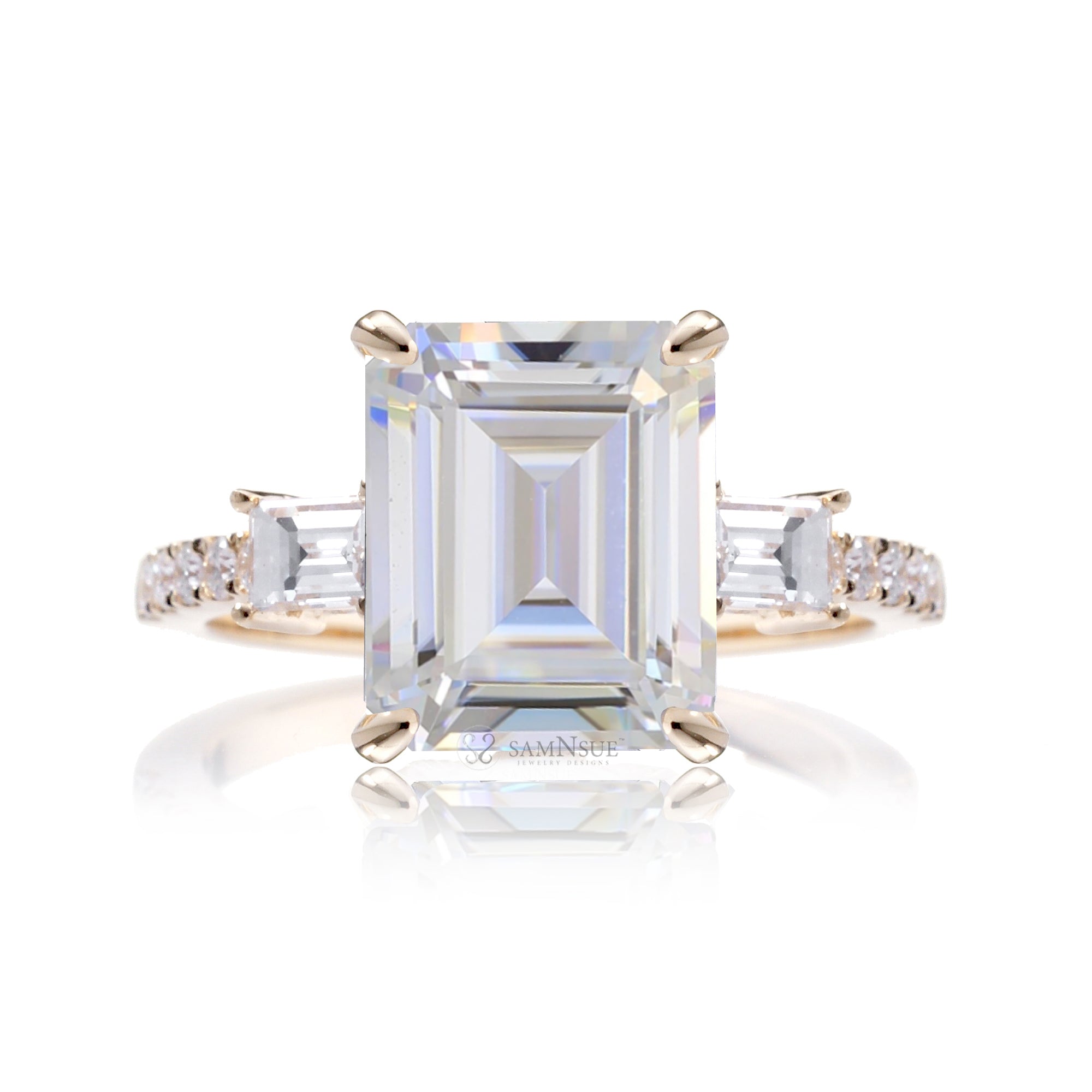 The Rey Emerald Cut Moissanite Ring