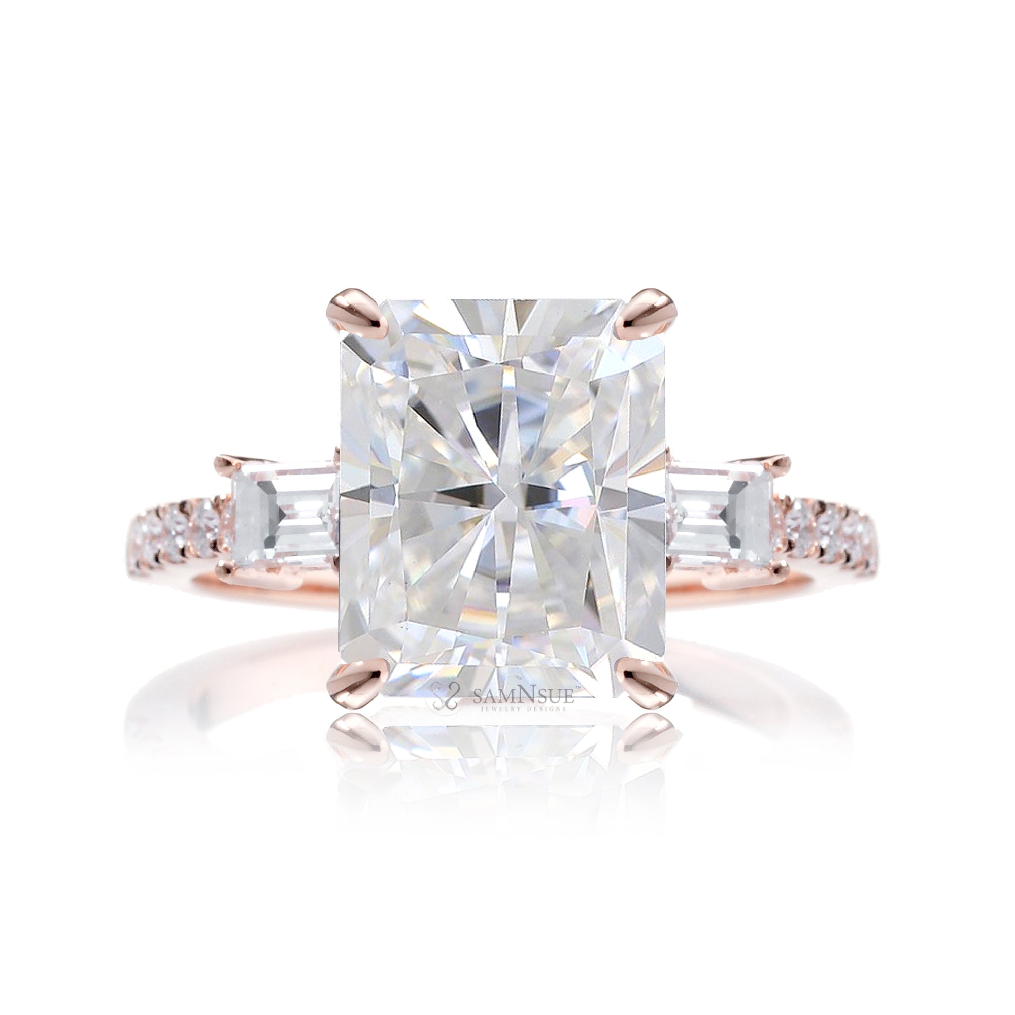 The Rey Radiant Cut Moissanite Ring