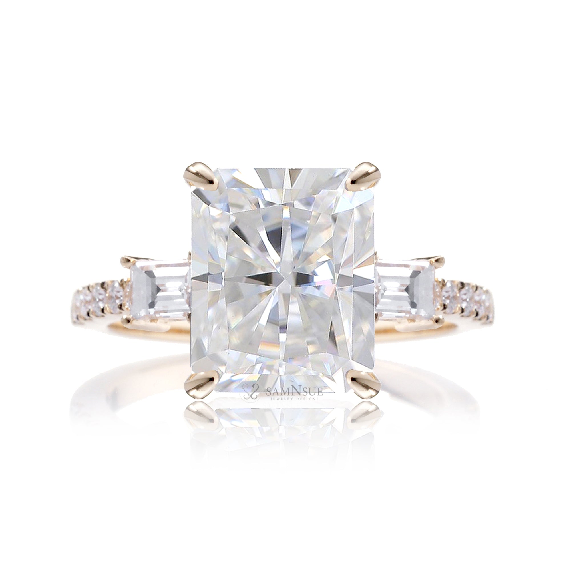 The Rey Radiant Cut Moissanite Ring