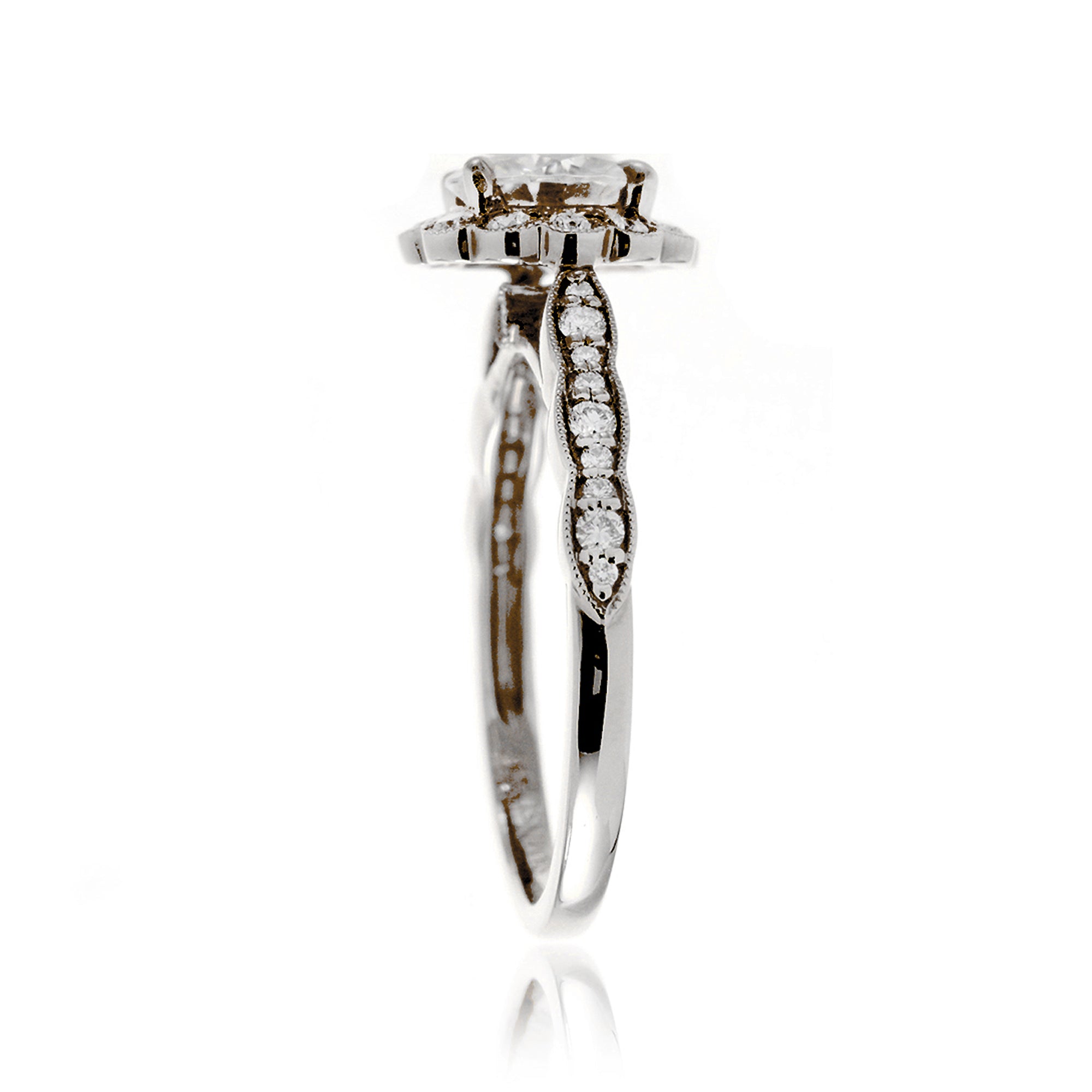 The Scallop Round Moissanite Ring