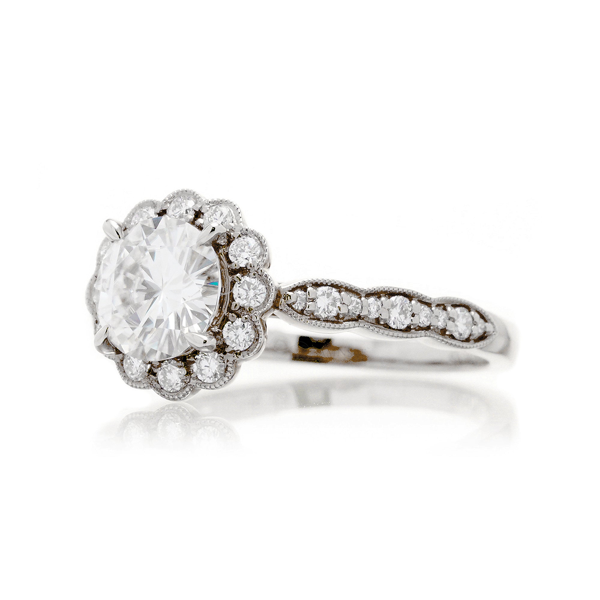 The Scallop Round Moissanite Ring