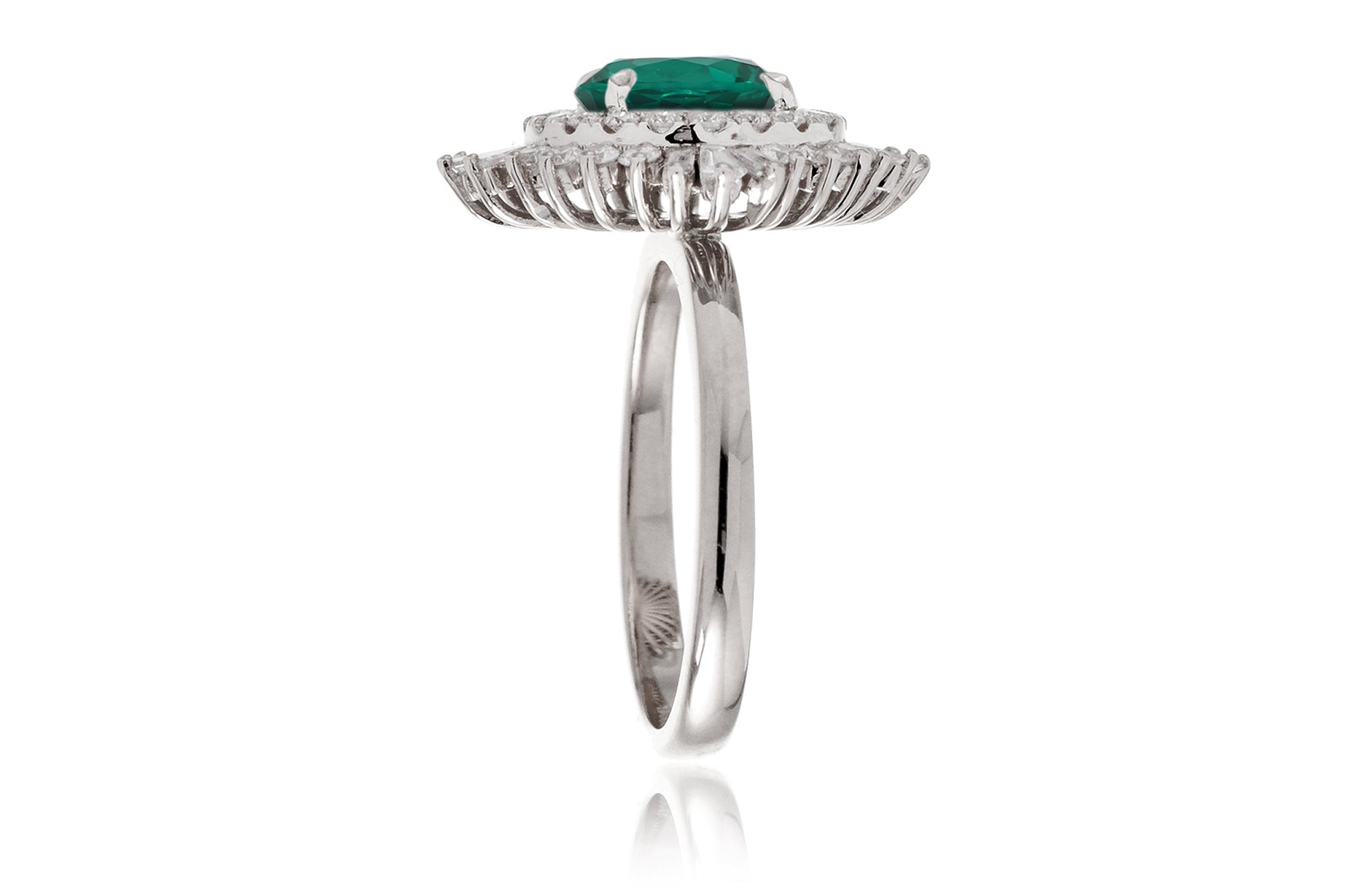 The Sonia Round Cut Emerald Diamond Ballerina Ring
