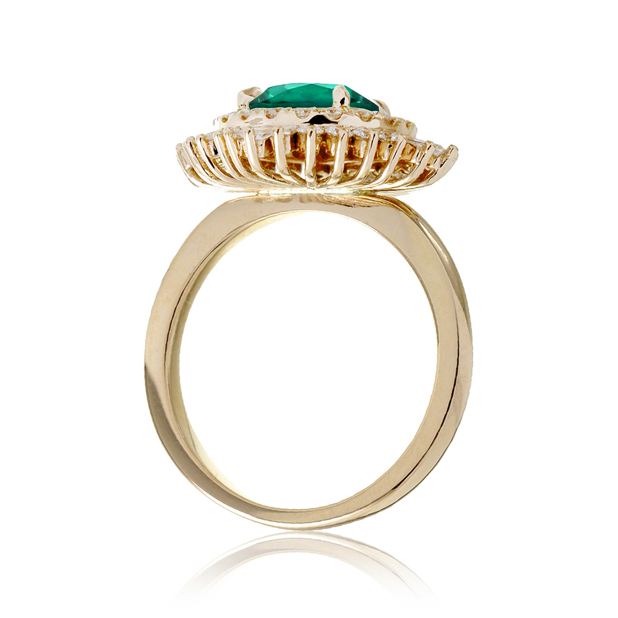 The Sonia Round Cut Emerald Diamond Ballerina Ring