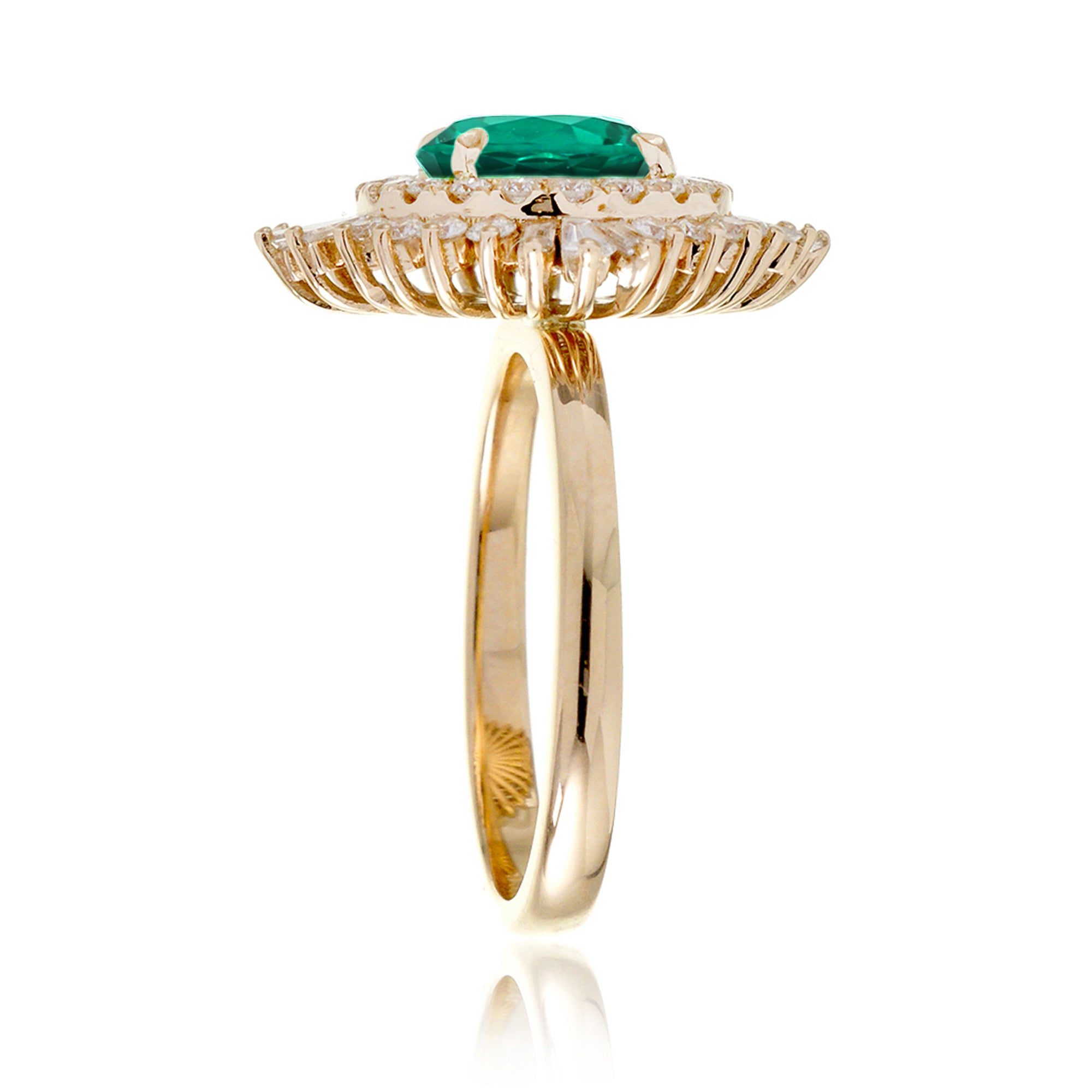The Sonia Round Cut Emerald Diamond Ballerina Ring