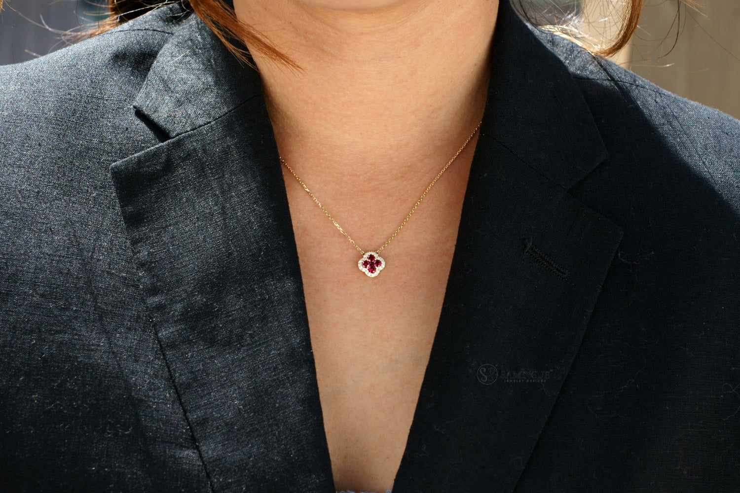 Clover Ruby Diamond Necklace