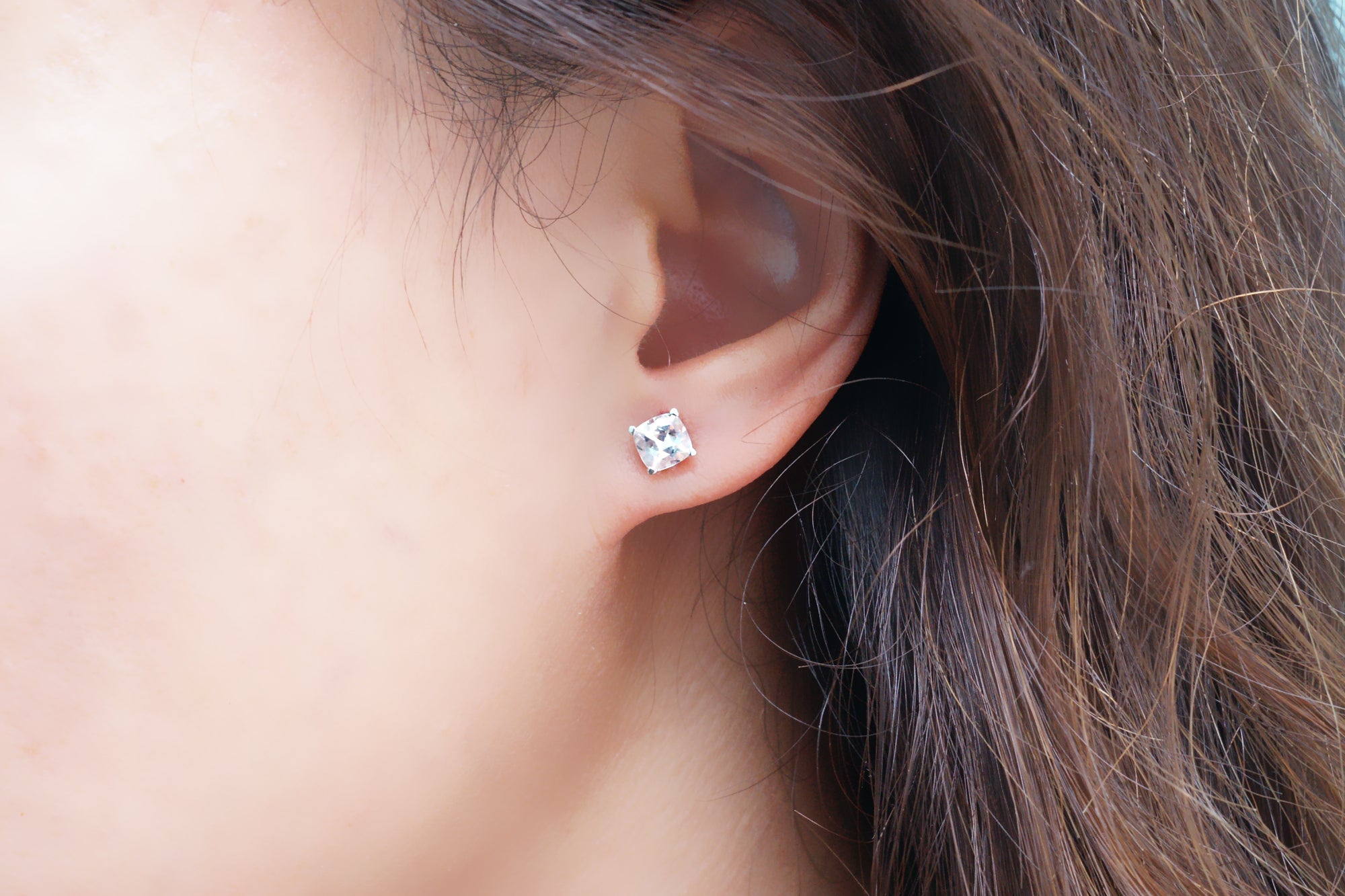 Cushion Morganite Studs Four-Prong