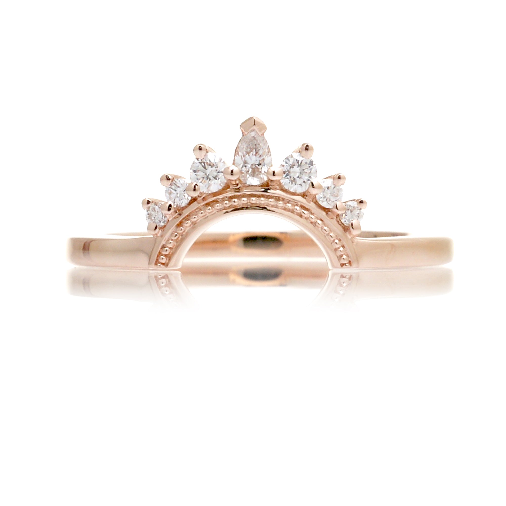 Half curved diamond band in rose gold