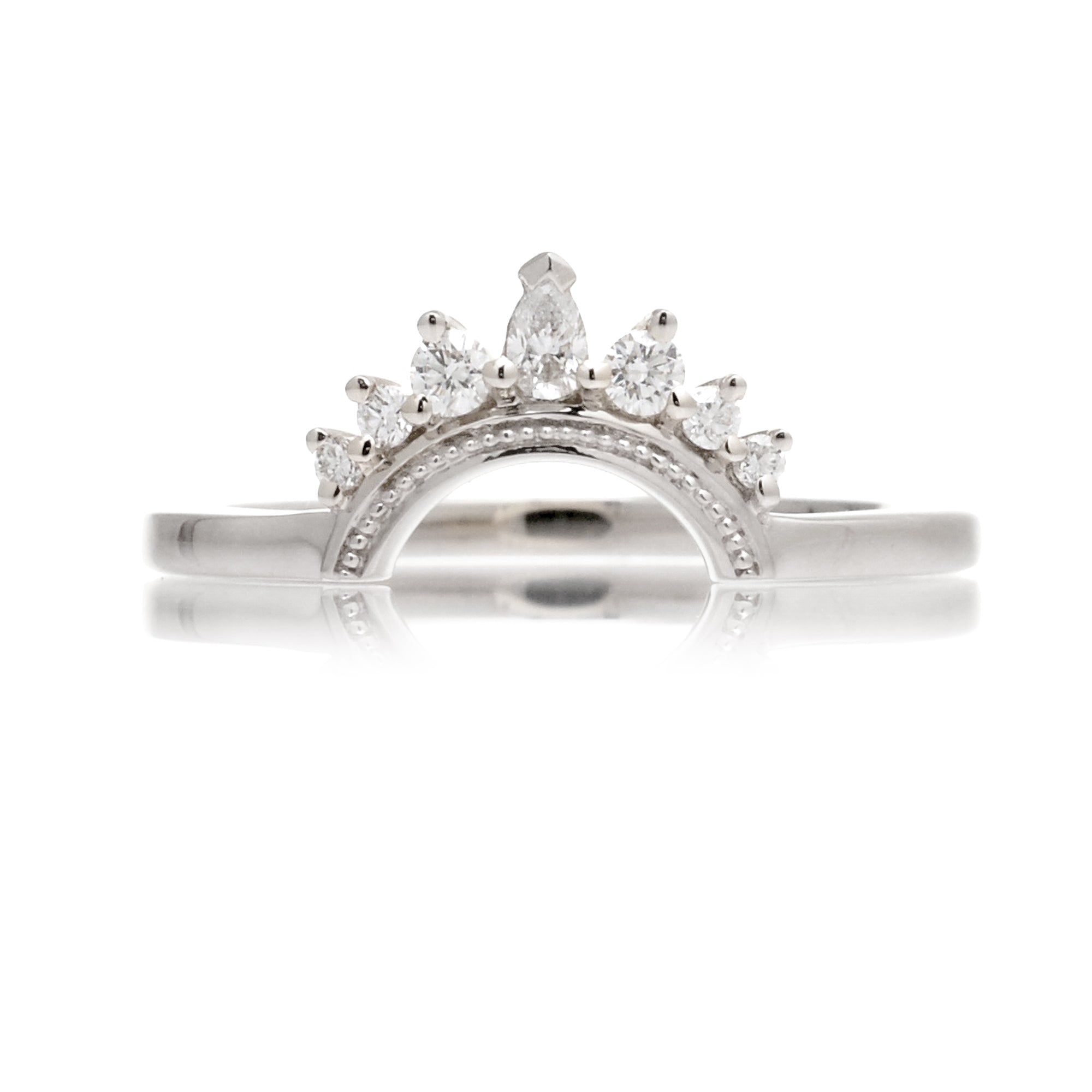 Half curved diamond band in white gold
