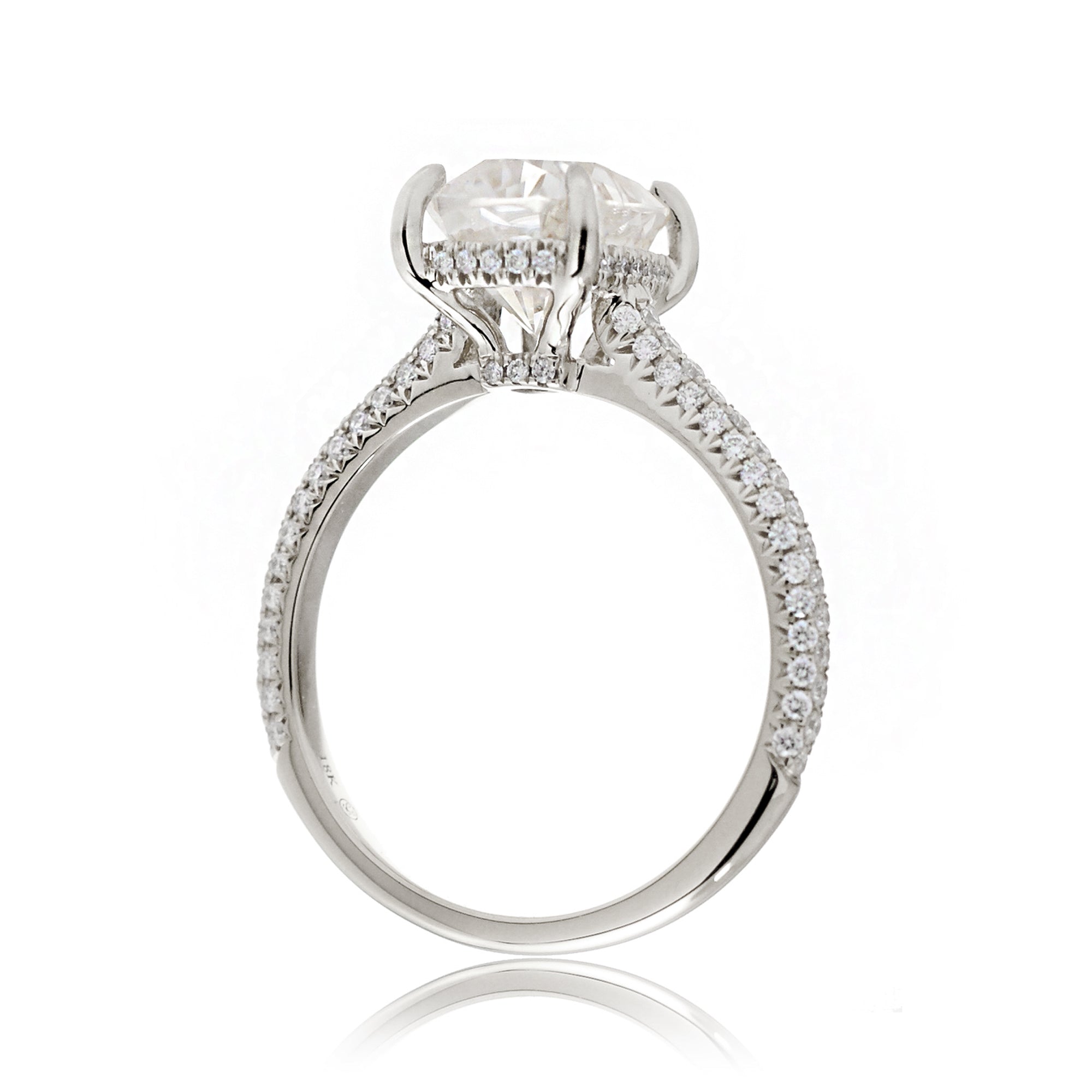 Cushion Moissanite and Diamond Accent Ring – 3 Row Setting