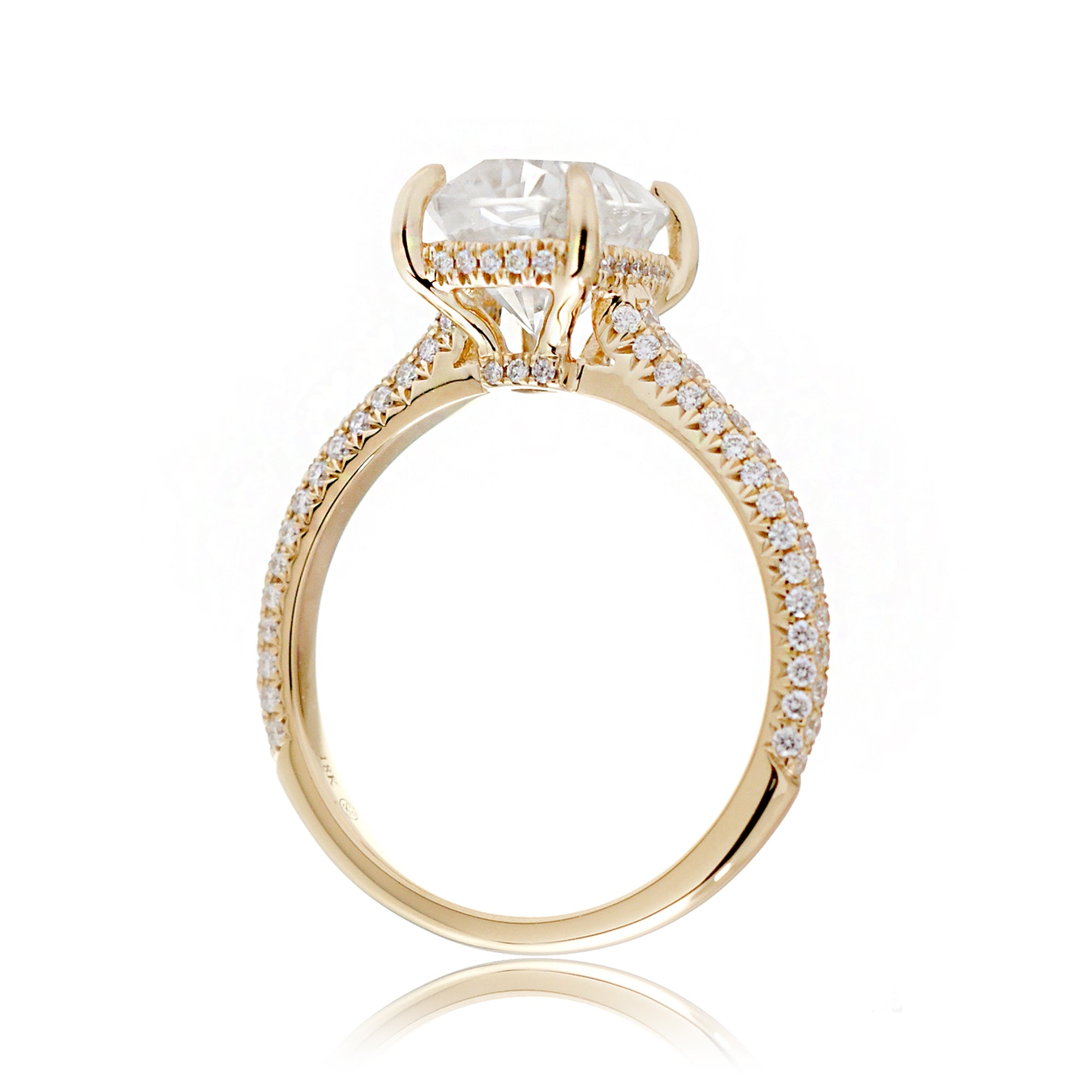 Cushion Cut Moissanite Ring with Diamond Triple Band