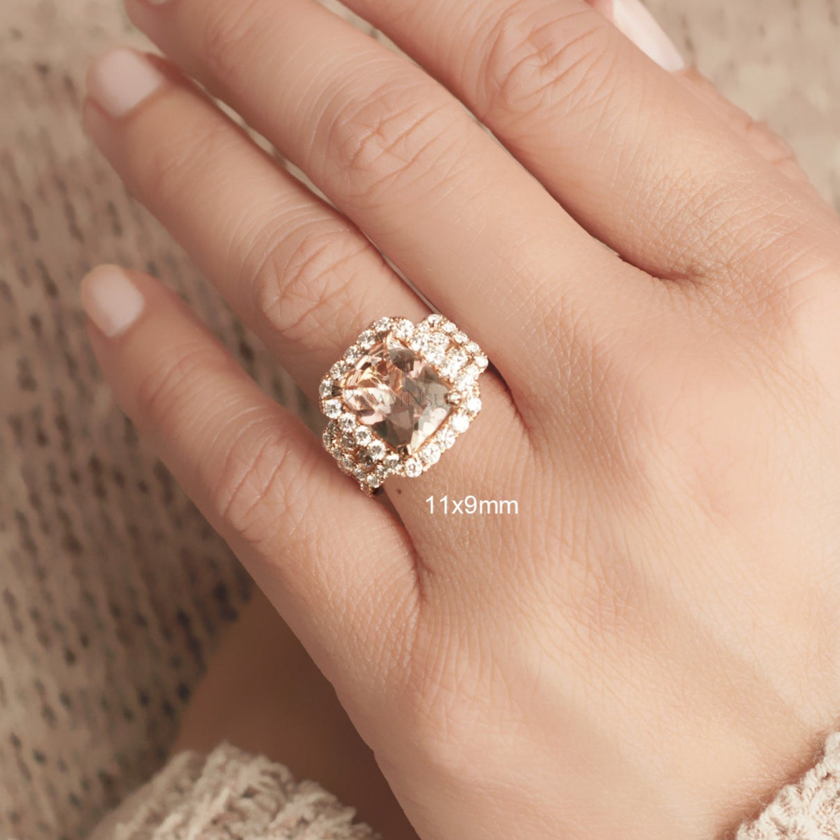The Sydney Cushion Cut Morganite Ring