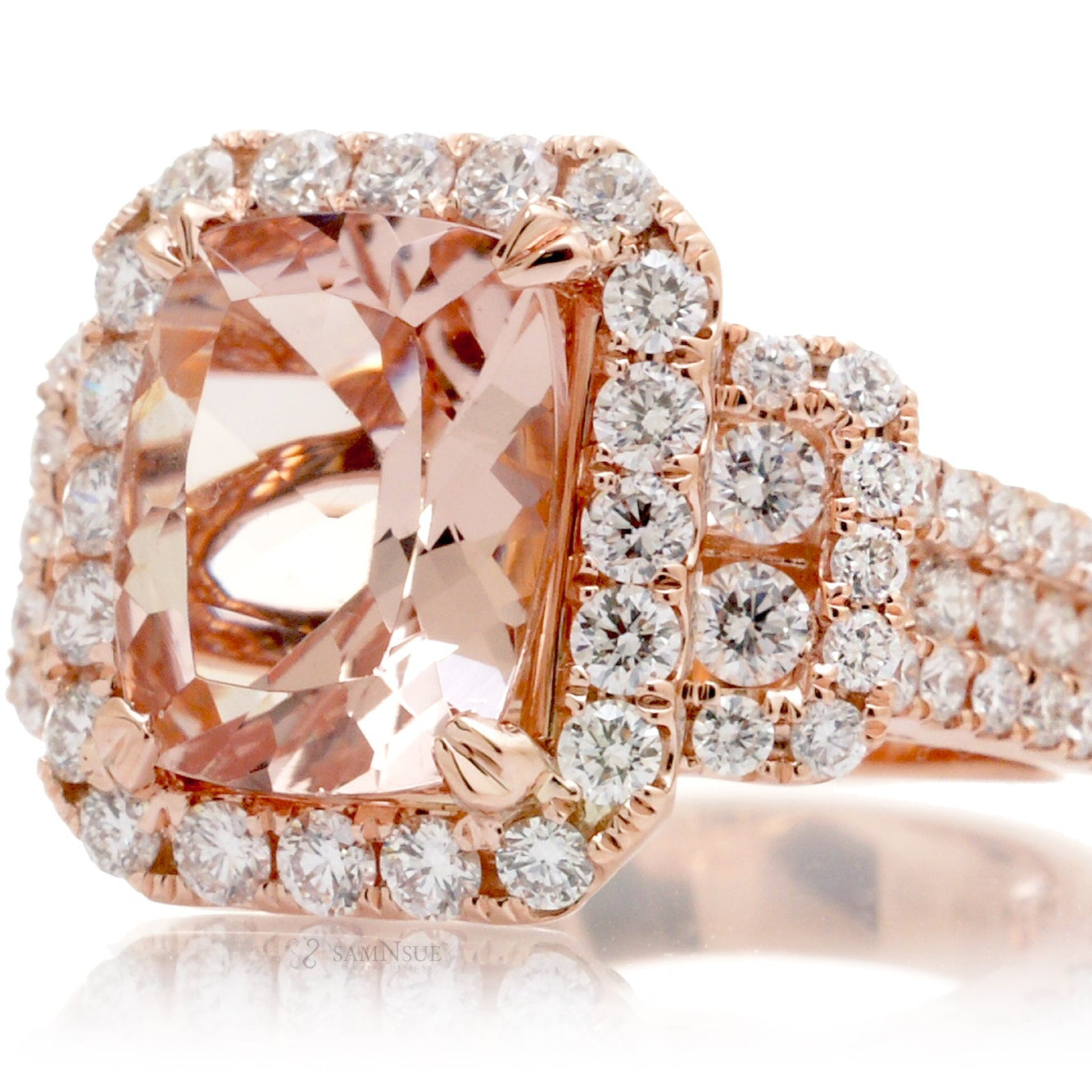 The Sydney Cushion Cut Morganite Ring