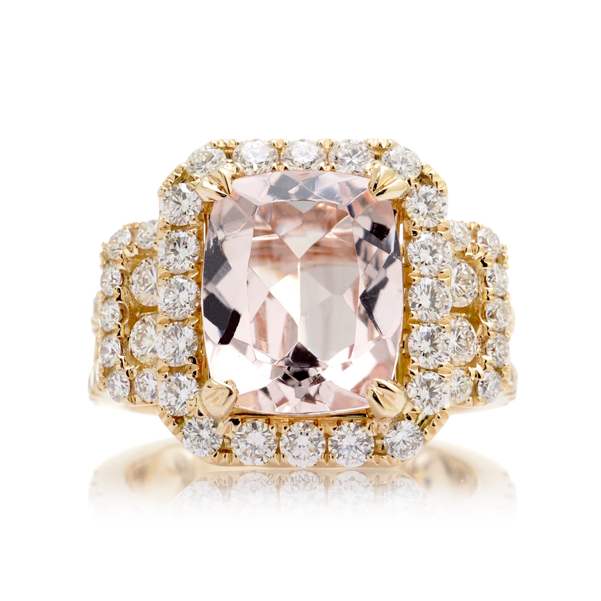 The Sydney Cushion Cut Morganite Ring