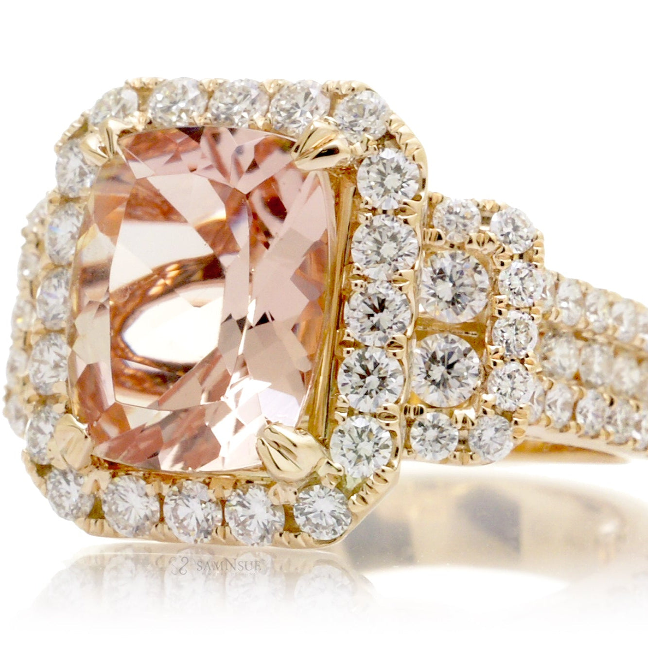 The Sydney Cushion Cut Morganite Ring