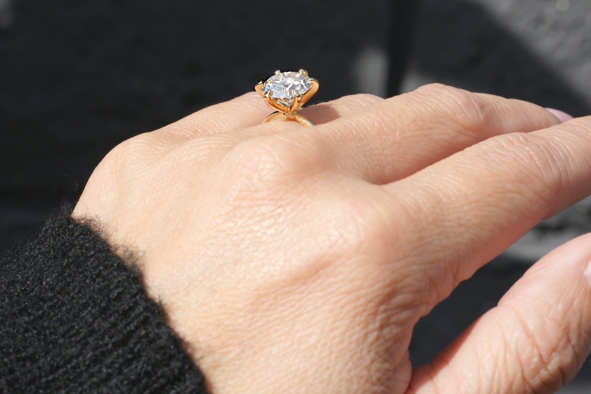 The Adeline Round Moissanite 9mm 18k yellow gold