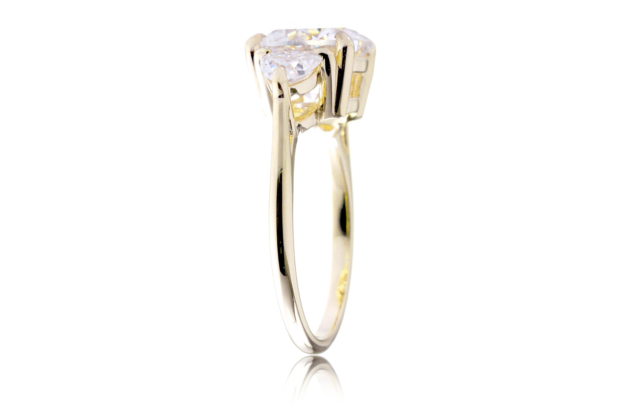 The Trillion Three stone Round Moissanite Ring